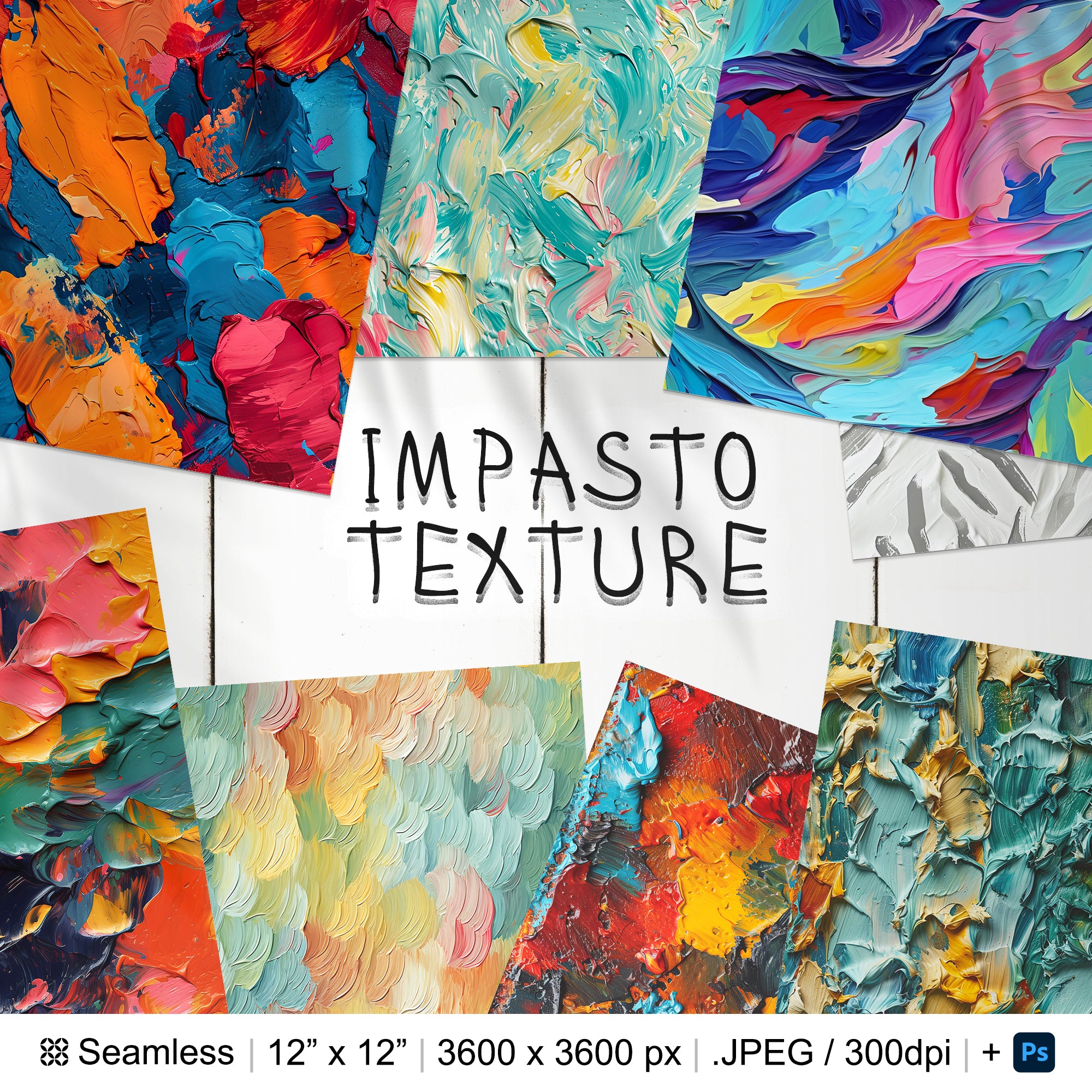 192 Impasto Seamless Pattern | Digital Seamless Pattern Paint | 3d Digital Paper | Photoshop Impasto Effect Patterns | Gouache Patterns