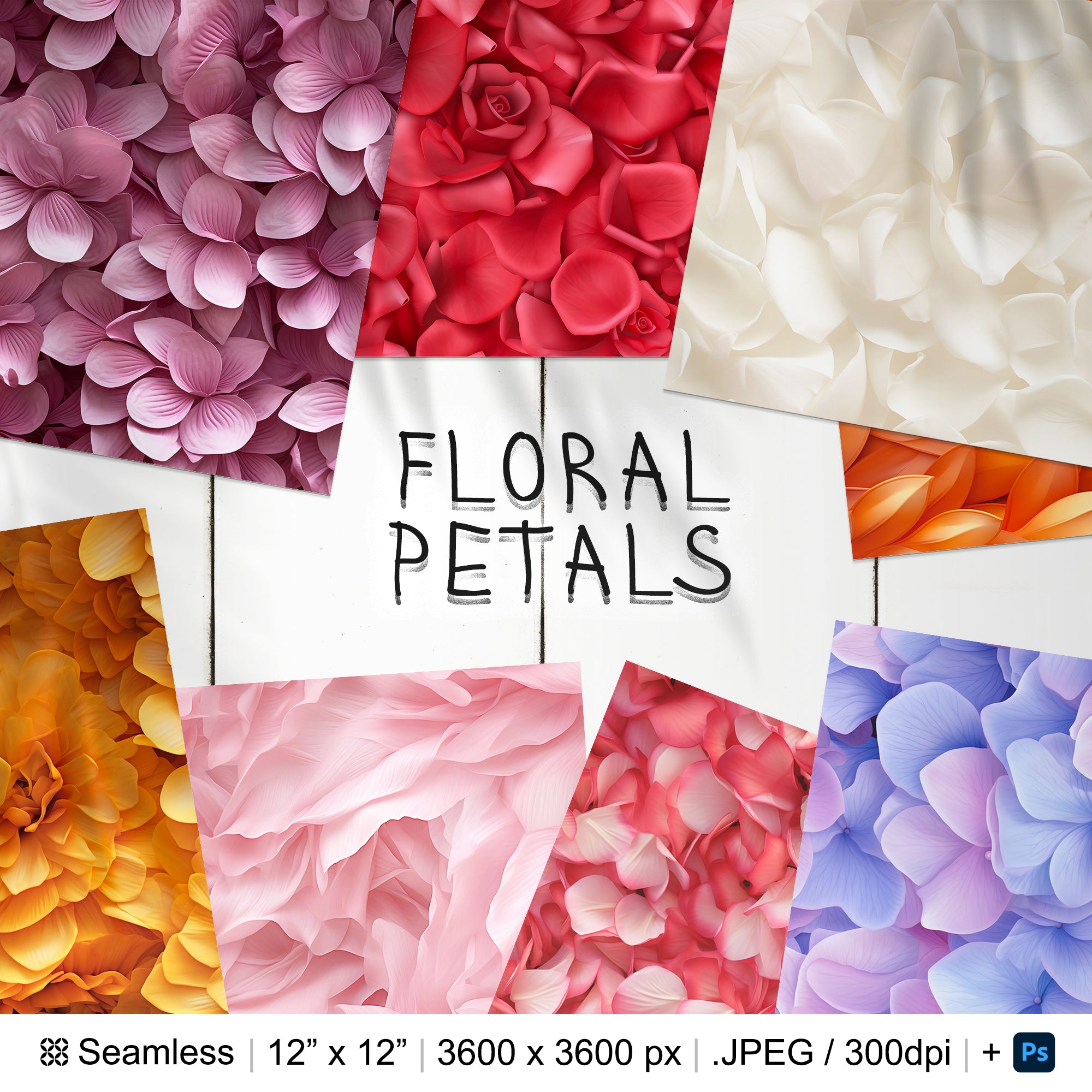 127 Flower Petals Seamless Pattern | Digital Seamless Pattern Floral Petal | 3d Petals Digital Paper | Photoshop Rose Petal | Cherry Blossom