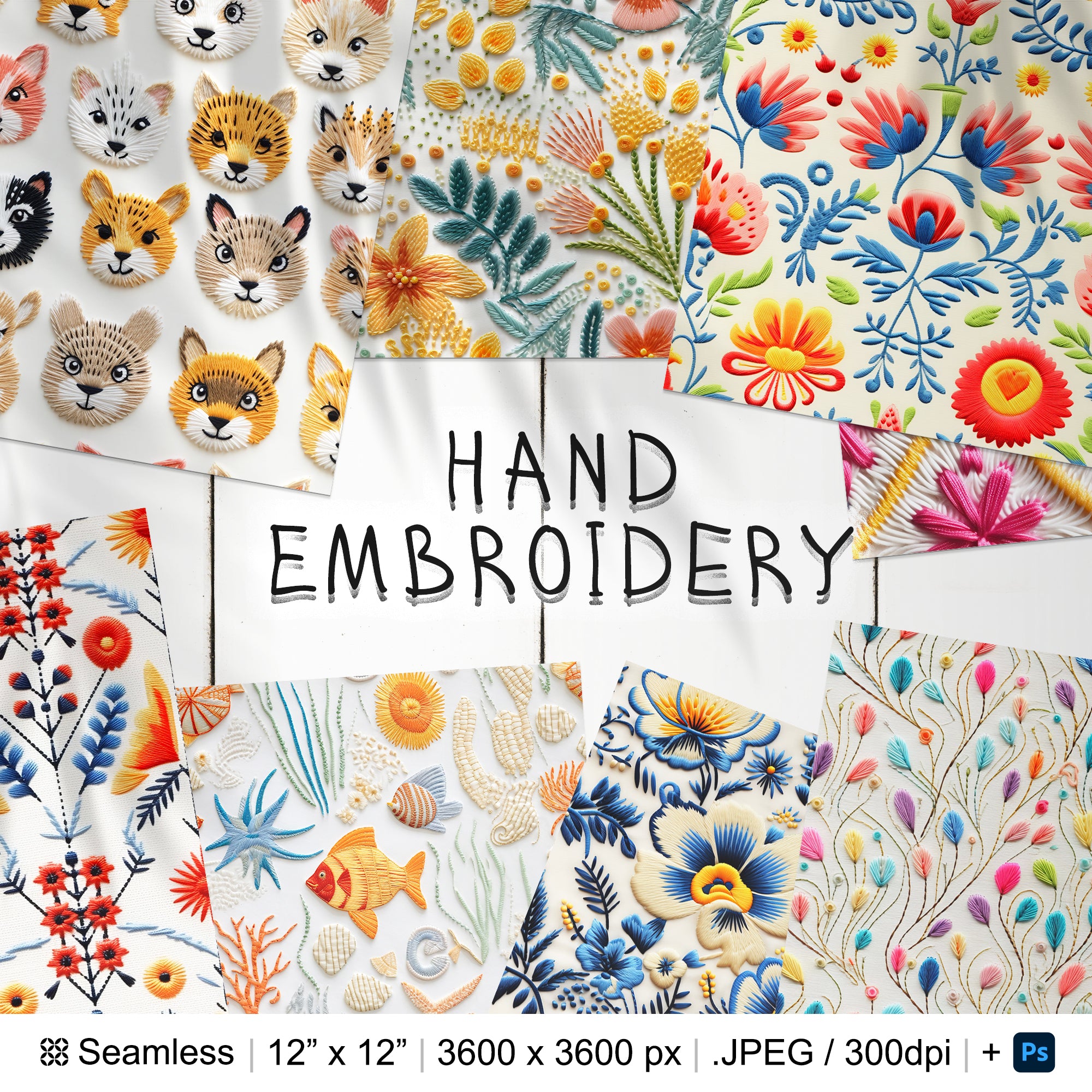 124 Hand Embroidery Seamless Pattern