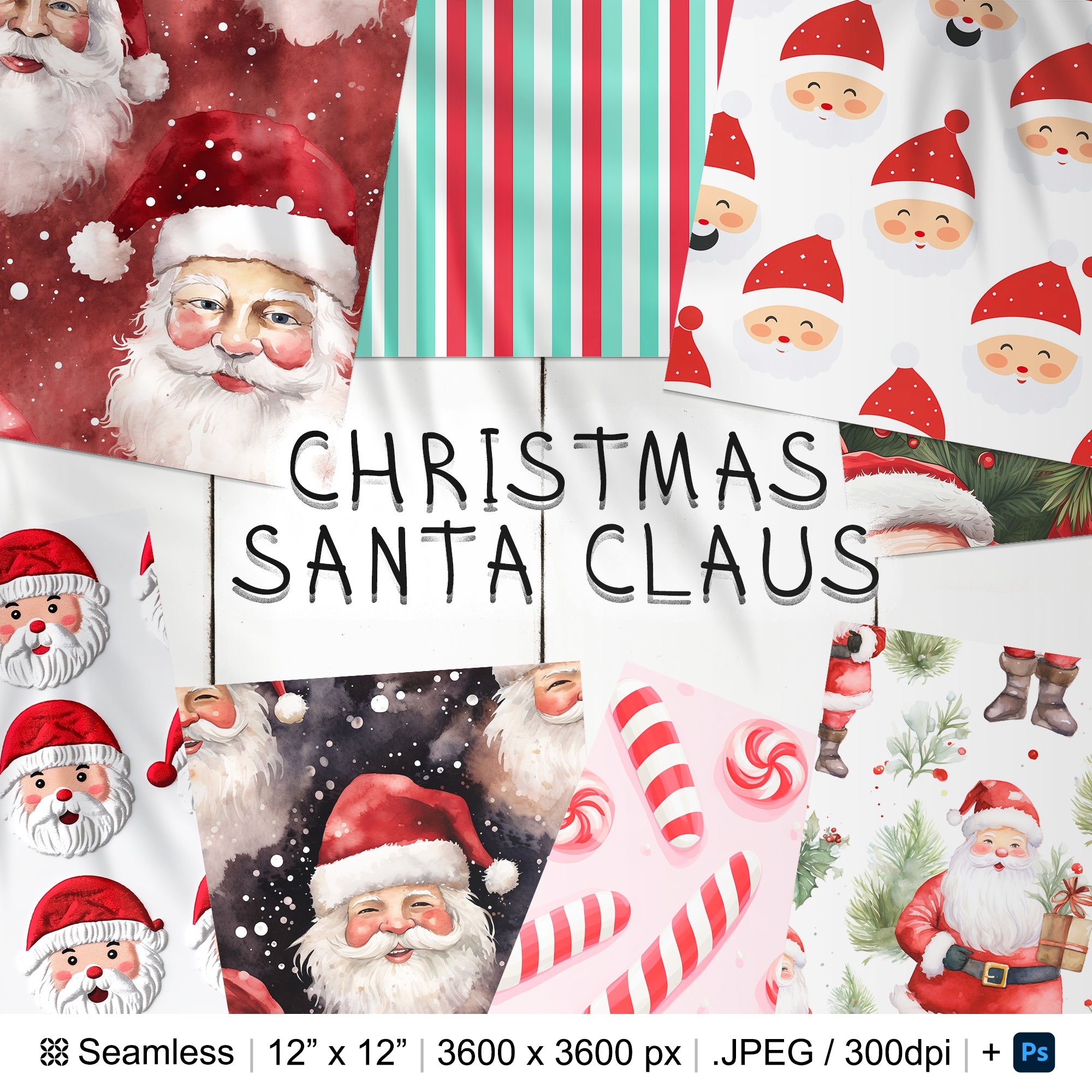 102 Santa Claus Seamless Pattern Background | Digital Seamless Pattern Christmas | 3d Santa Digital Paper | Photoshop Santa Patterns