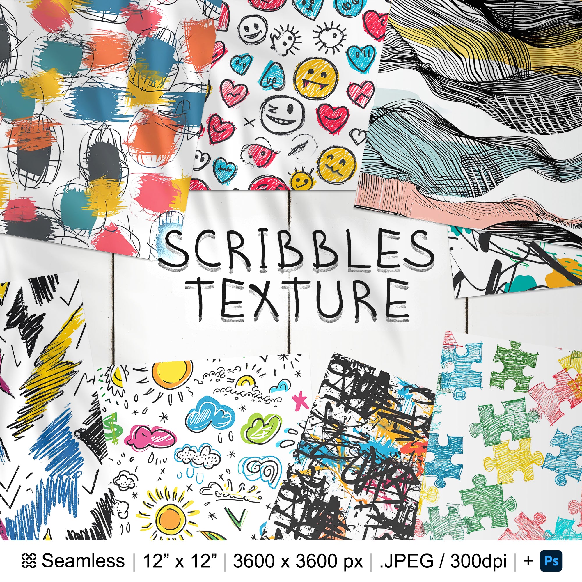 122 Scribbles Seamless Pattern