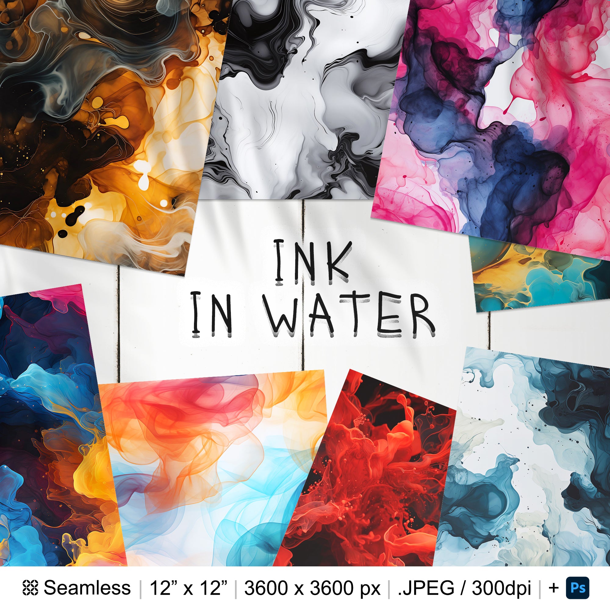 152 Ink in Water Seamless Pattern