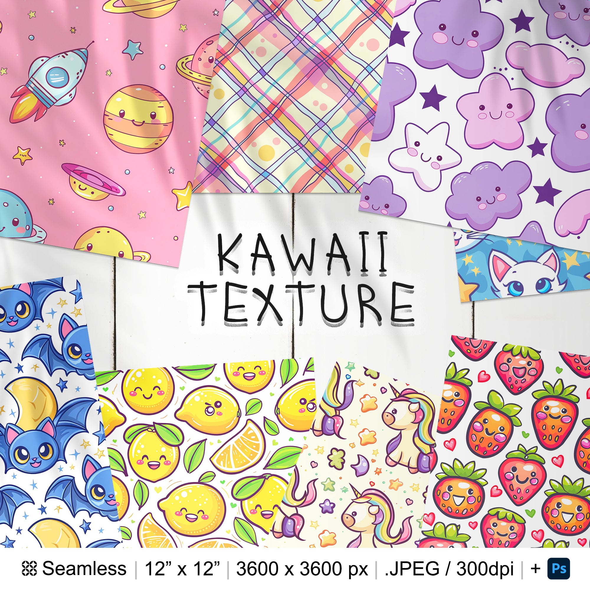 108 Kawaii Seamless Pattern