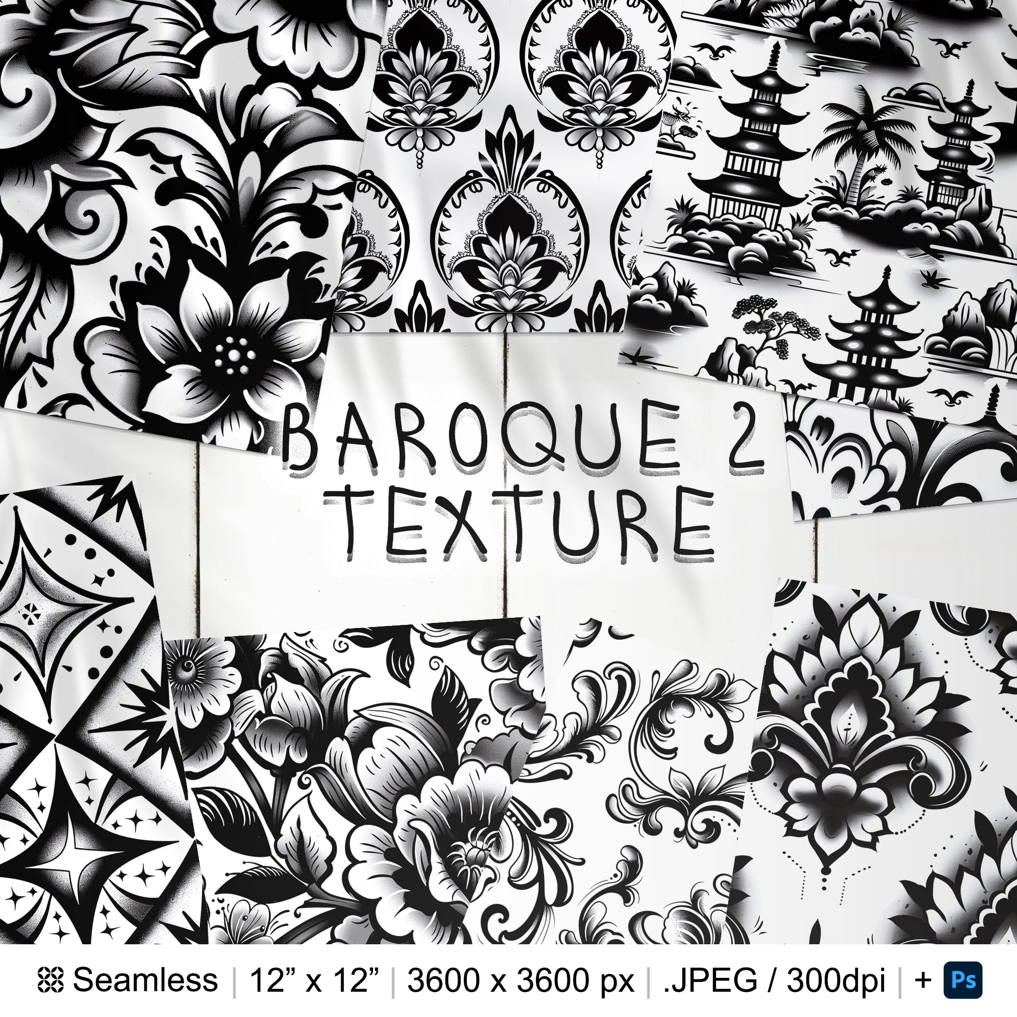 126 Baroque 2 Seamless Pattern Background | Digital Seamless Pattern Floral Baroque | 3d Baroque Digital Paper | Photoshop Baroque Tattoo