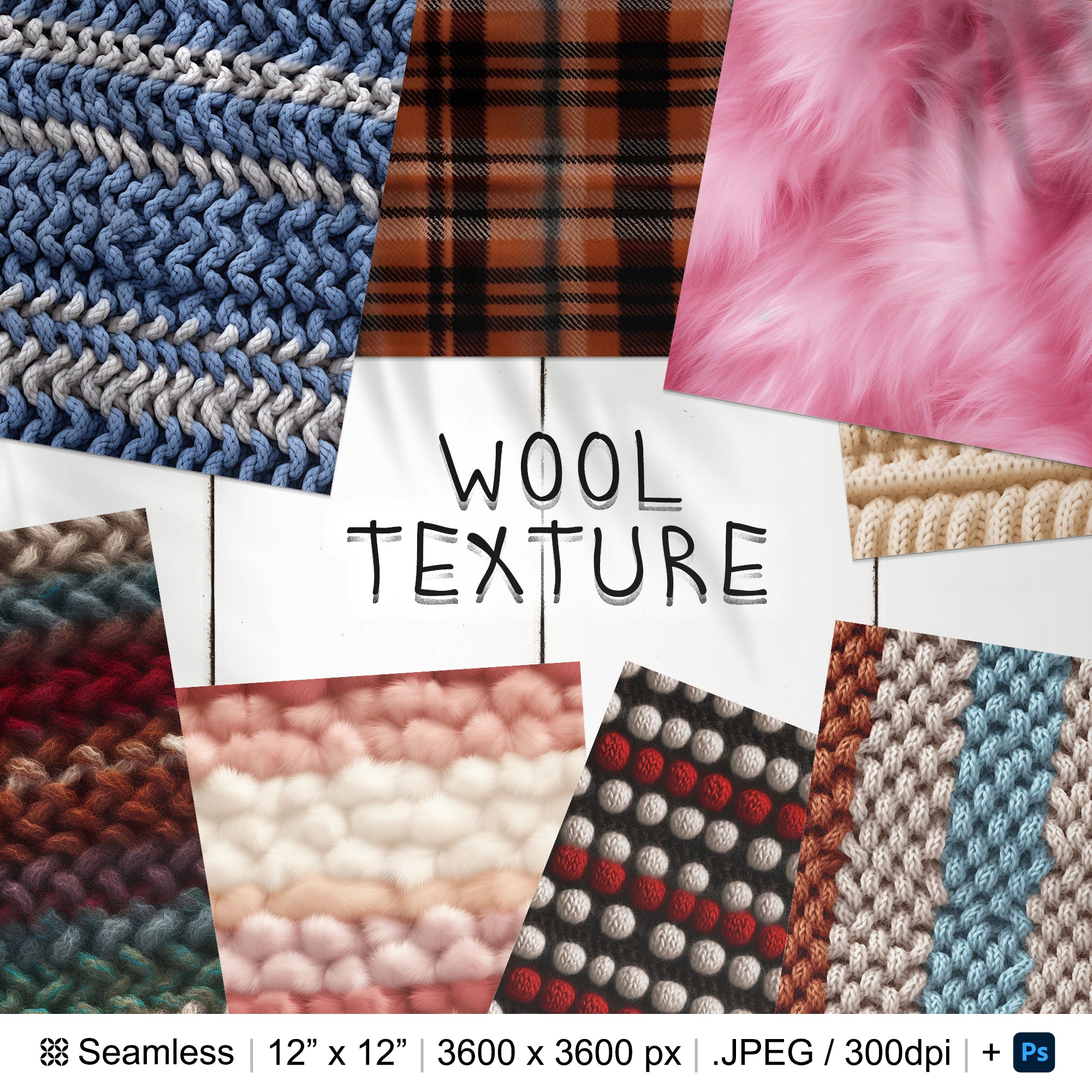 125 Wool Seamless Pattern | Digital Seamless Pattern Knitted Fabric | 3d Wool Digital Paper | Photoshop Felted Wool Patterns | Knitted Wool
