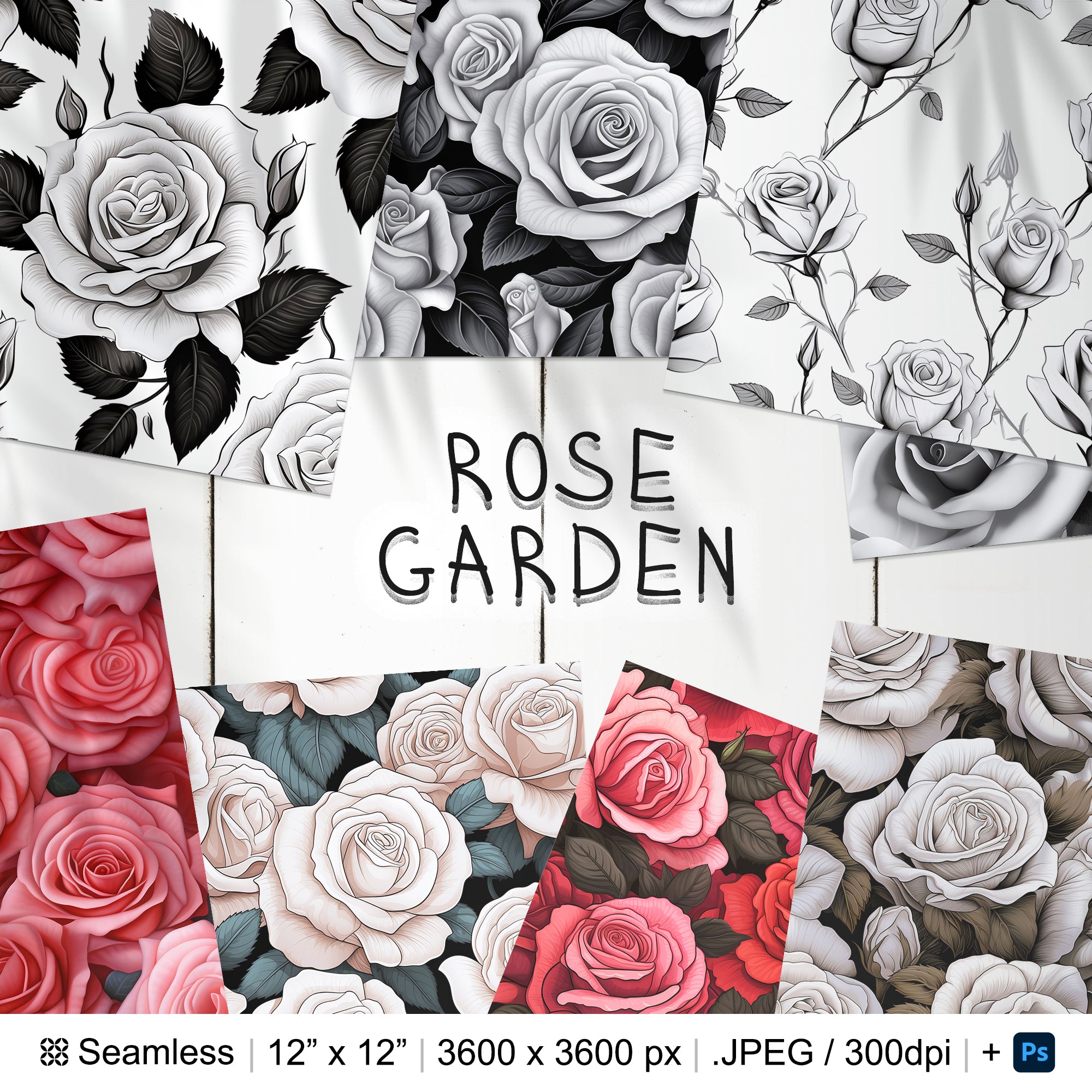 112 Rose Garden Seamless Pattern