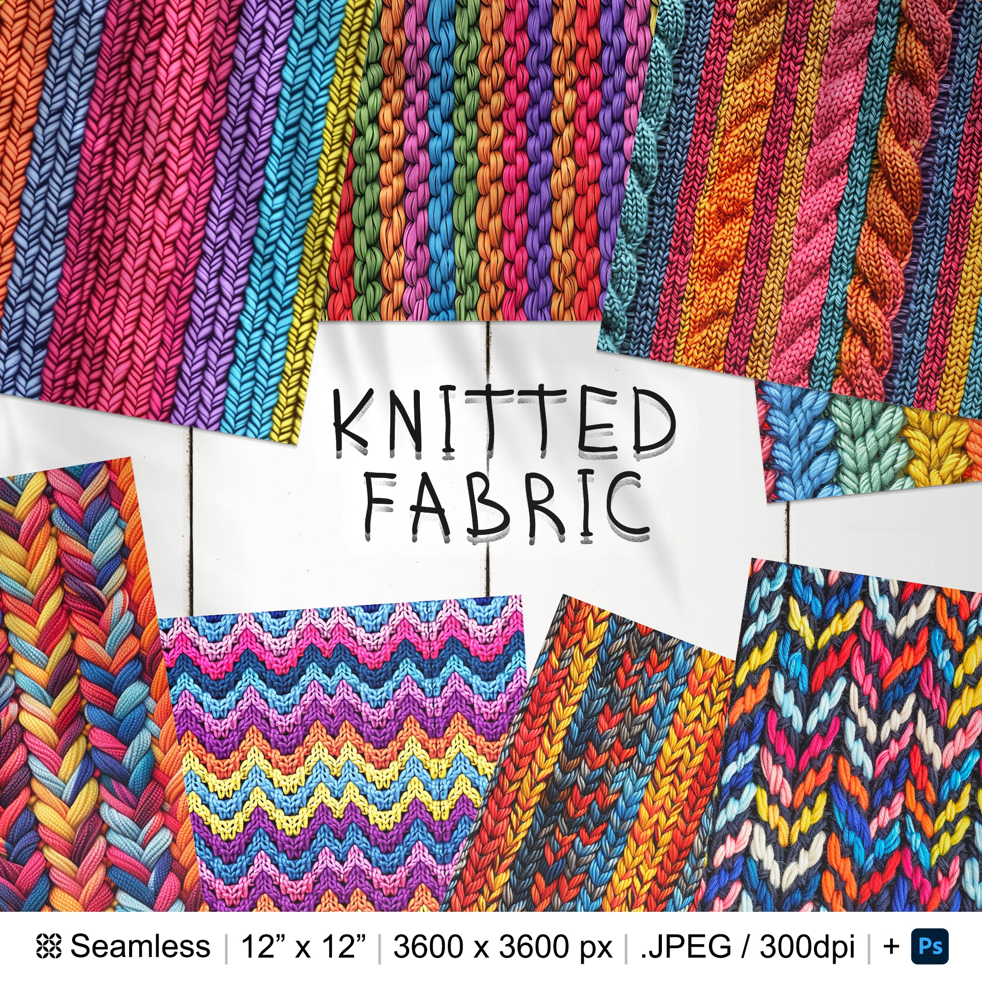 12 Knitted Fabric Seamless Pattern