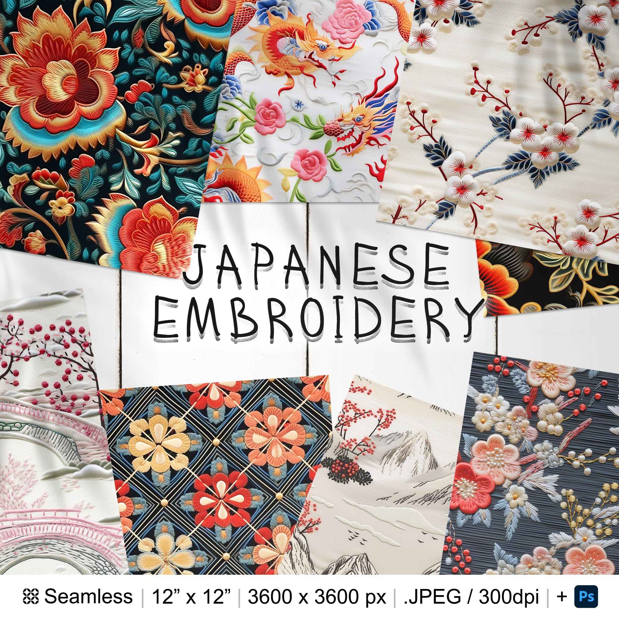 165 Japanese Embroidery Seamless Pattern