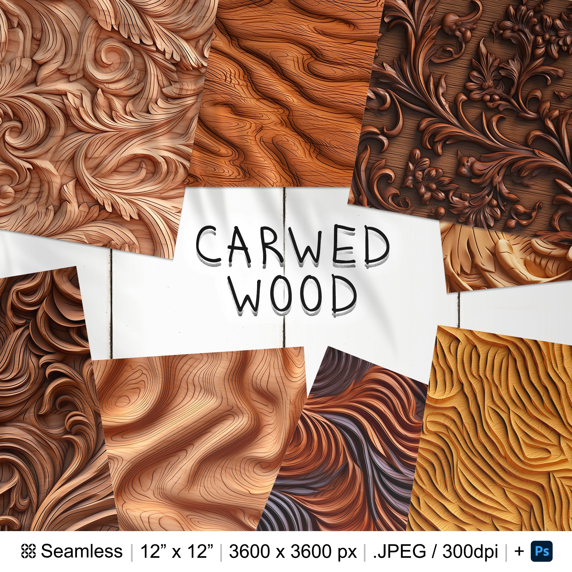 84 Carved Wood Seamless Pattern