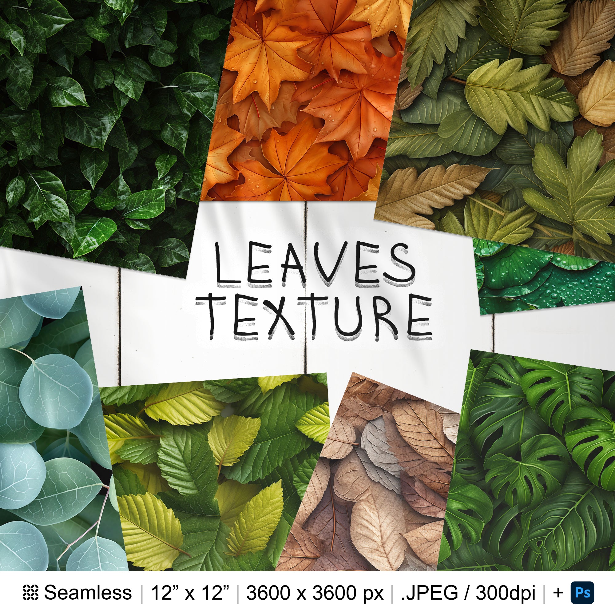 102 Leaves Seamless Pattern | Leaf Digital Seamless | 3d Leaves Digital Paper | Photoshop Foliage Patterns | Photoshop Autumn Leaf Patterns