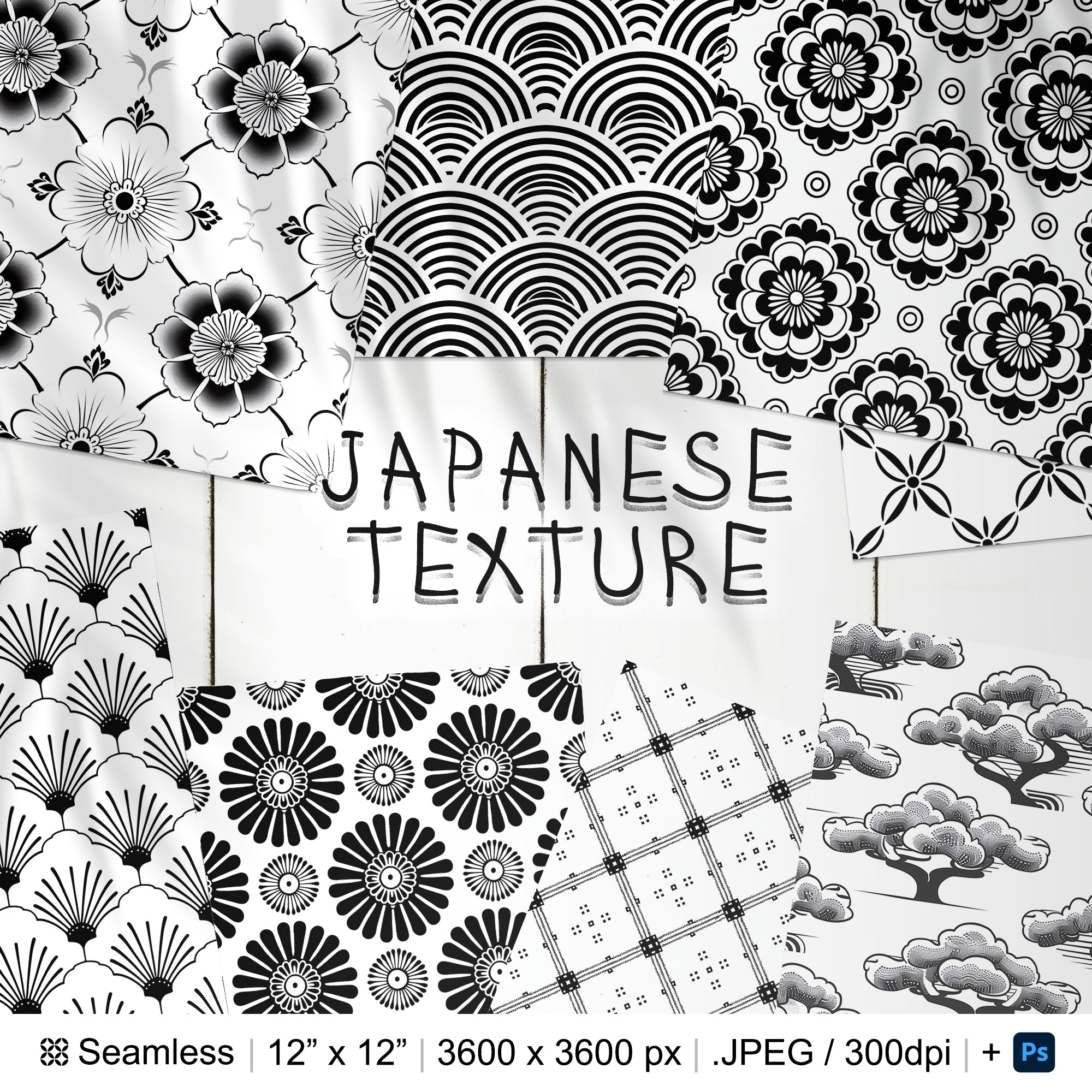 130 Traditional Japanese Seamless Pattern | Digital Seamless Asia Ornament | 3d Japanese Digital Paper | Photoshop Japanese Patterns