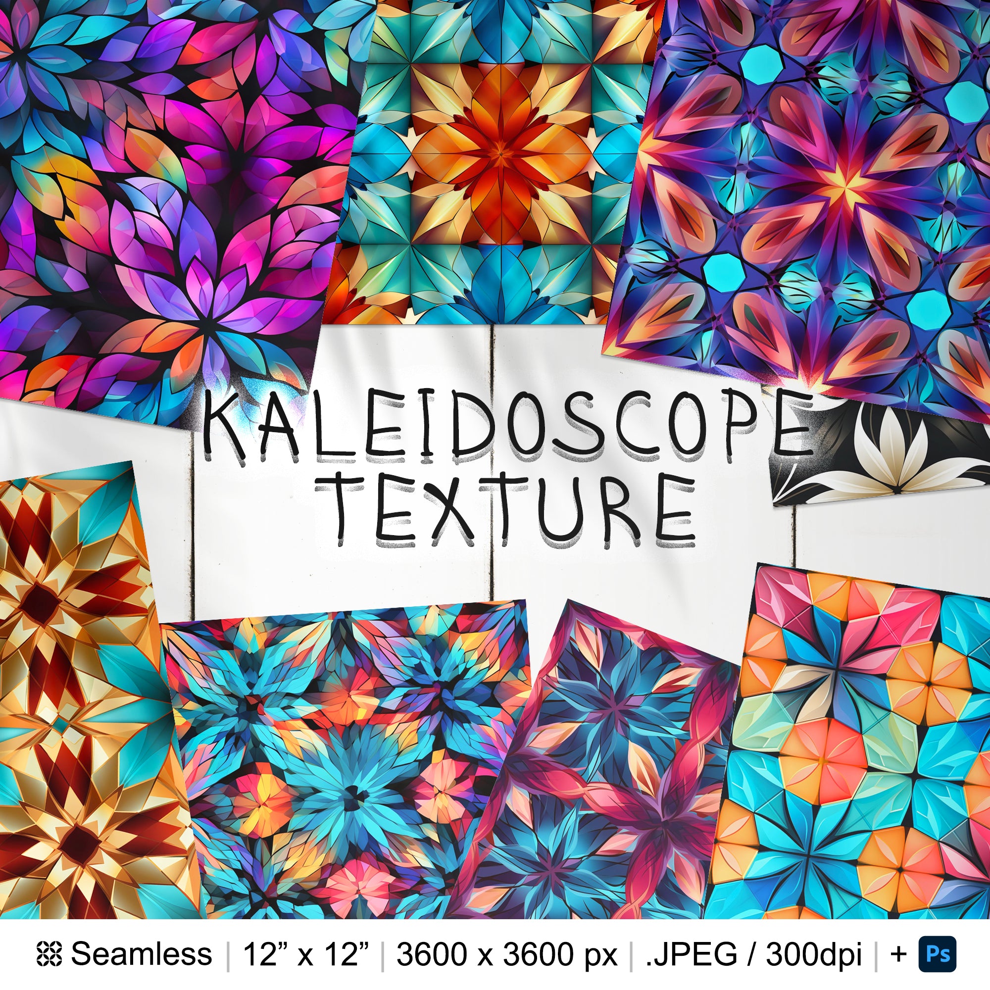 88 Kaleidoscope Seamless Pattern | Digital Seamless Pattern Geometric | 3d Stained Glass Digital Paper | Photoshop Fractal Patterns