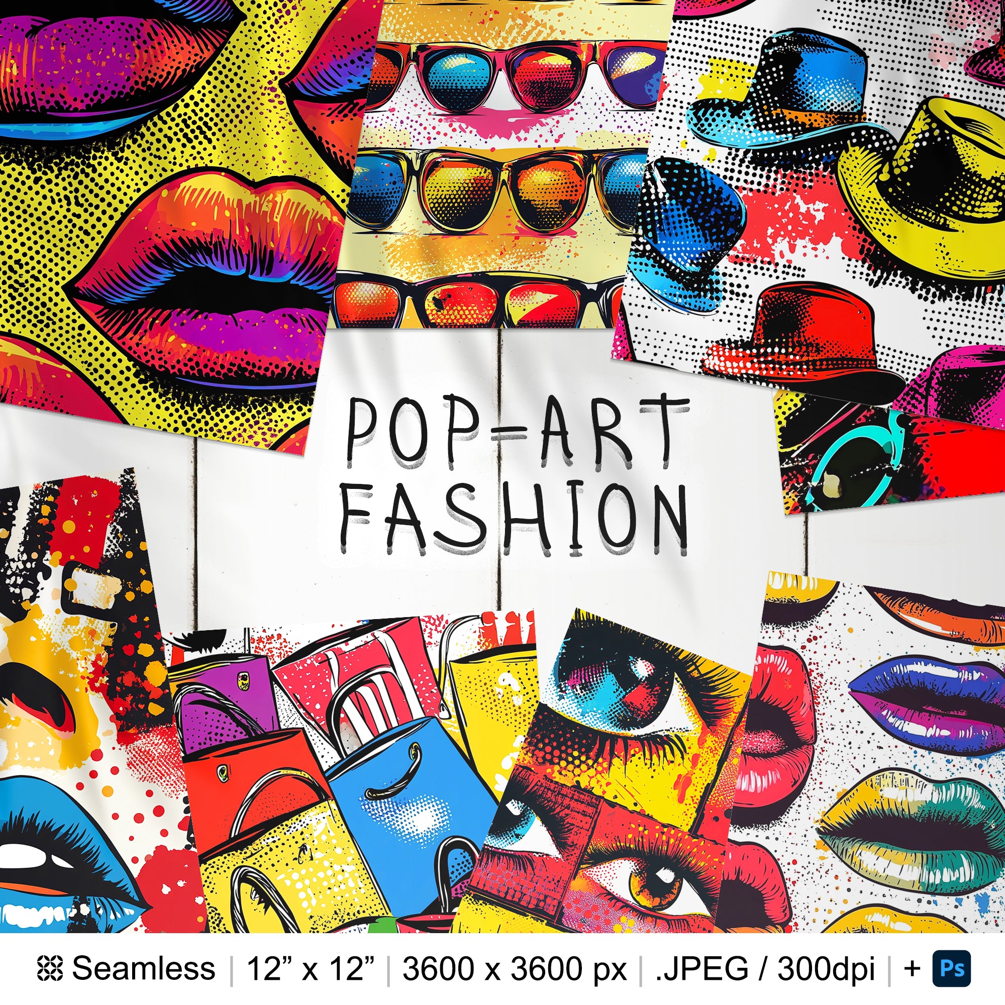 30 Pop-Art Fashion Seamless Pattern