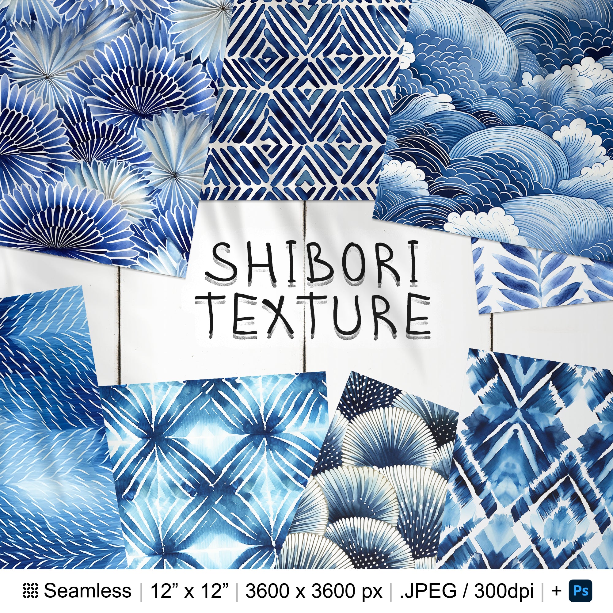 109 Shibori Seamless Pattern | Digital Seamless Pattern Japanese Tie-Dye | 3d Shibori Digital Paper | Photoshop Kumo Shibori Patterns