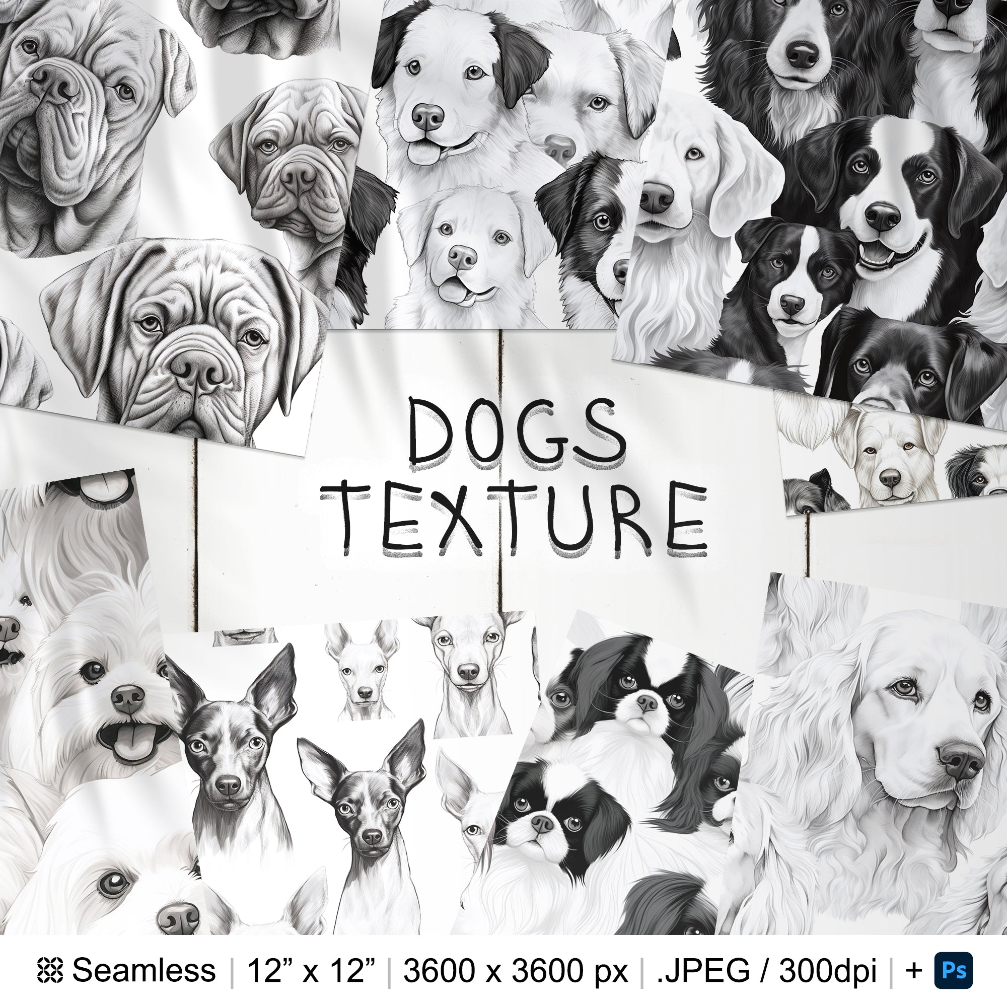 109 Dogs Seamless Pattern Background | Digital Seamless Pattern Animals | 3d Dogs Digital Paper | Photoshop Dogs Patterns | Pets Patterns
