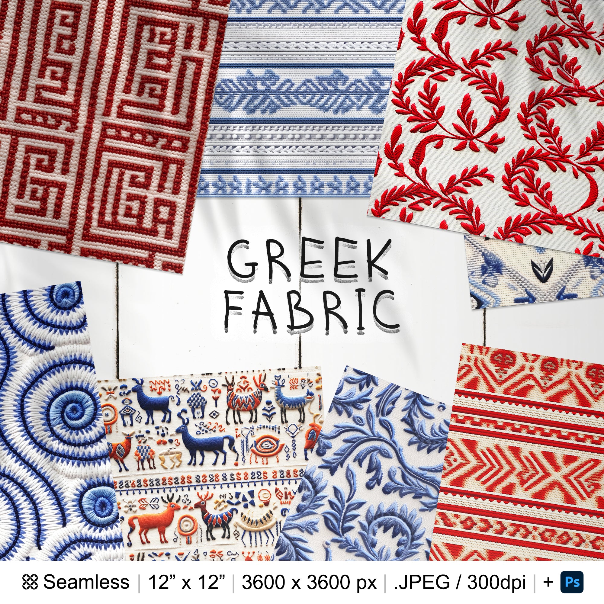 177 Traditional Greek Fabric Seamless Pattern | Digital Seamless Pattern Geometric Greek Embroidery | 3d Digital Paper | Photoshop Pattern