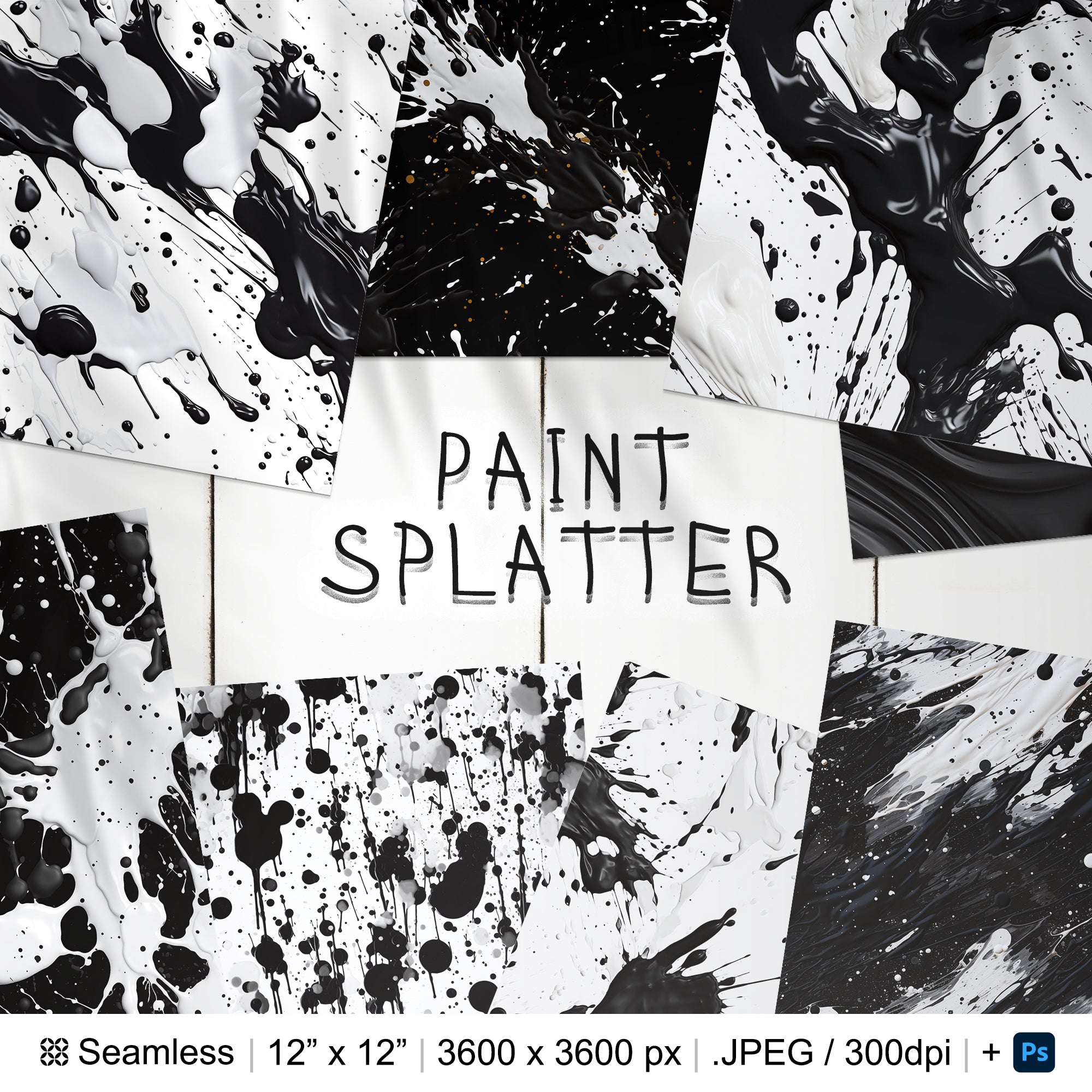 180 Paint Splatter Seamless Pattern