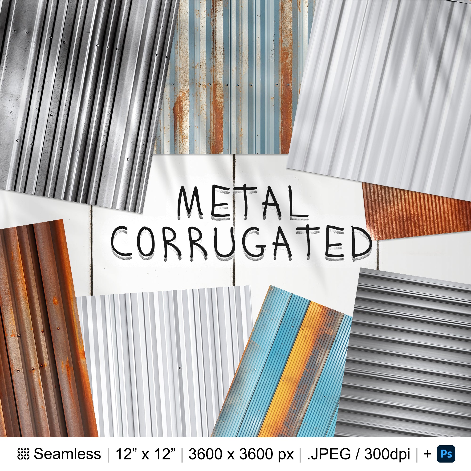 100 Corrugated Metal Seamless Pattern