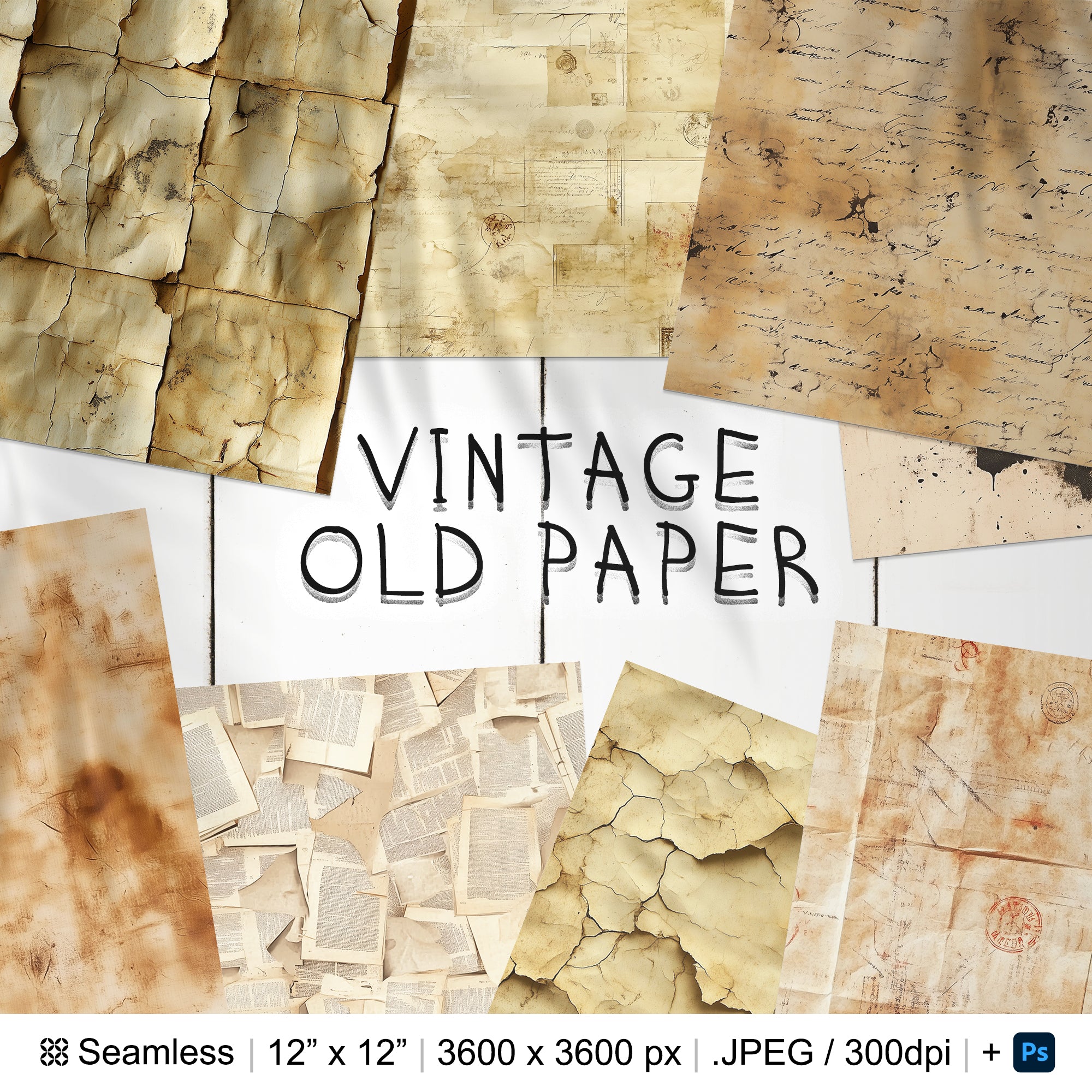30 Vintage Old Paper Seamless Pattern