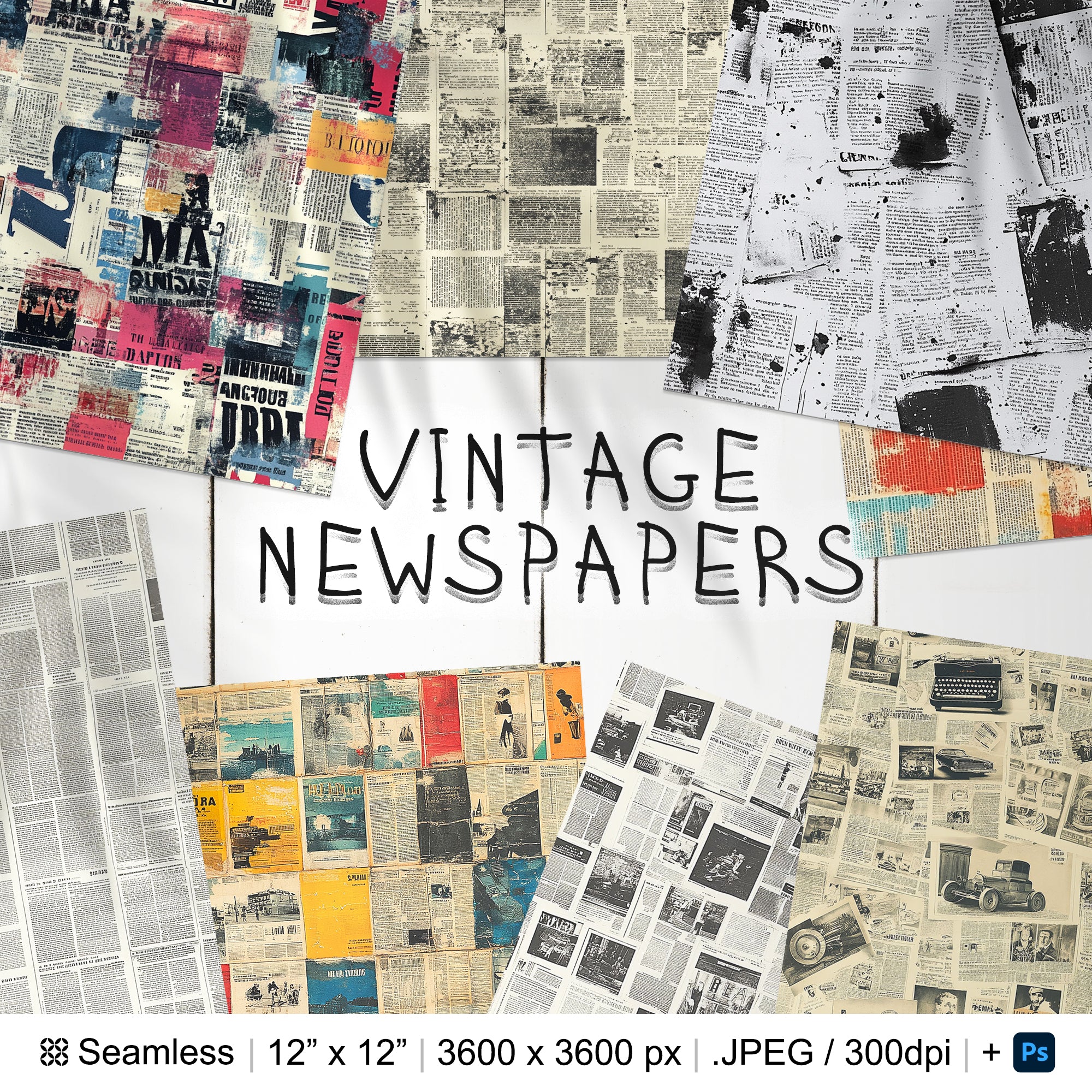 40 Vintage Newspaper Seamless Pattern