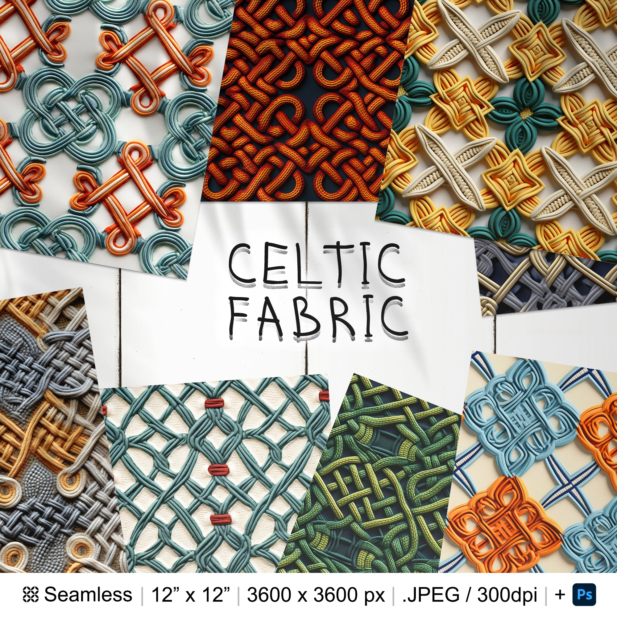 156 Celtic Fabric Seamless Pattern | Digital Seamless Pattern Celtic Knotwork Fabric | 3d Celtic Digital Paper | Photoshop Celtic Pattern