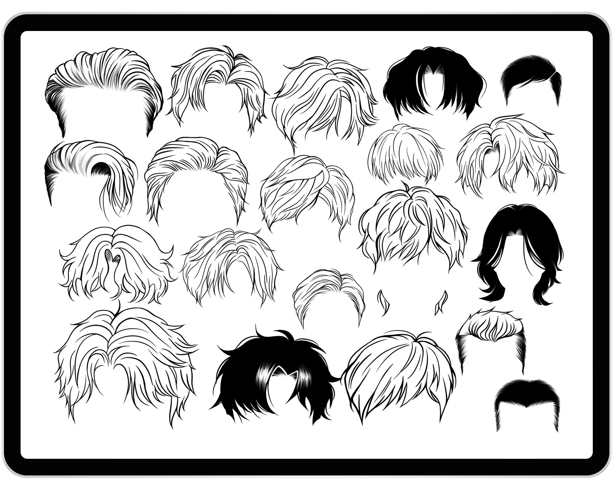 20 Procreate Men's Hairstyles Stamp Brushes