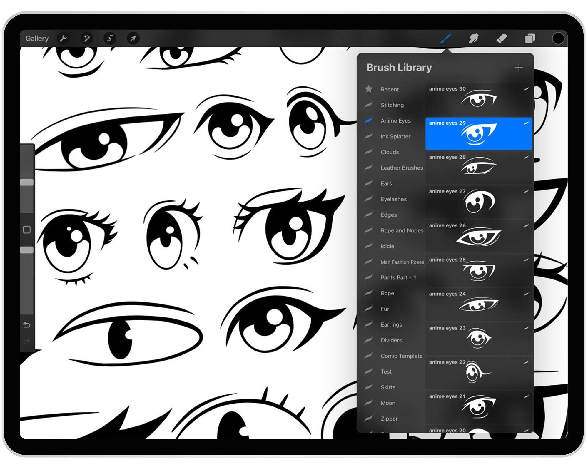 30 Procreate Anime Eyes Stamp Brushes