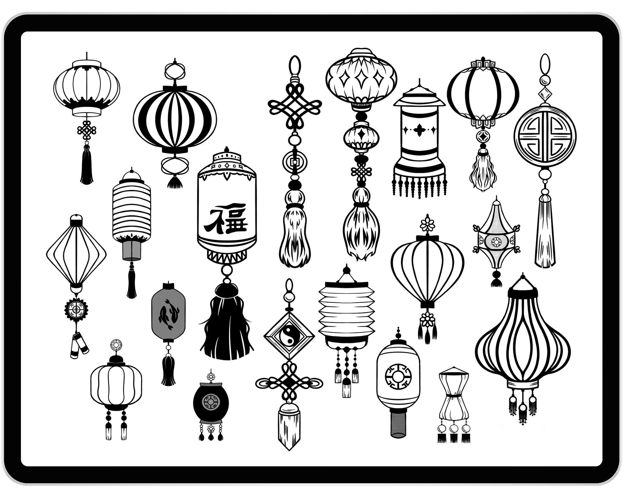 20 Procreate Chinese Lanterns Stamp Brushes