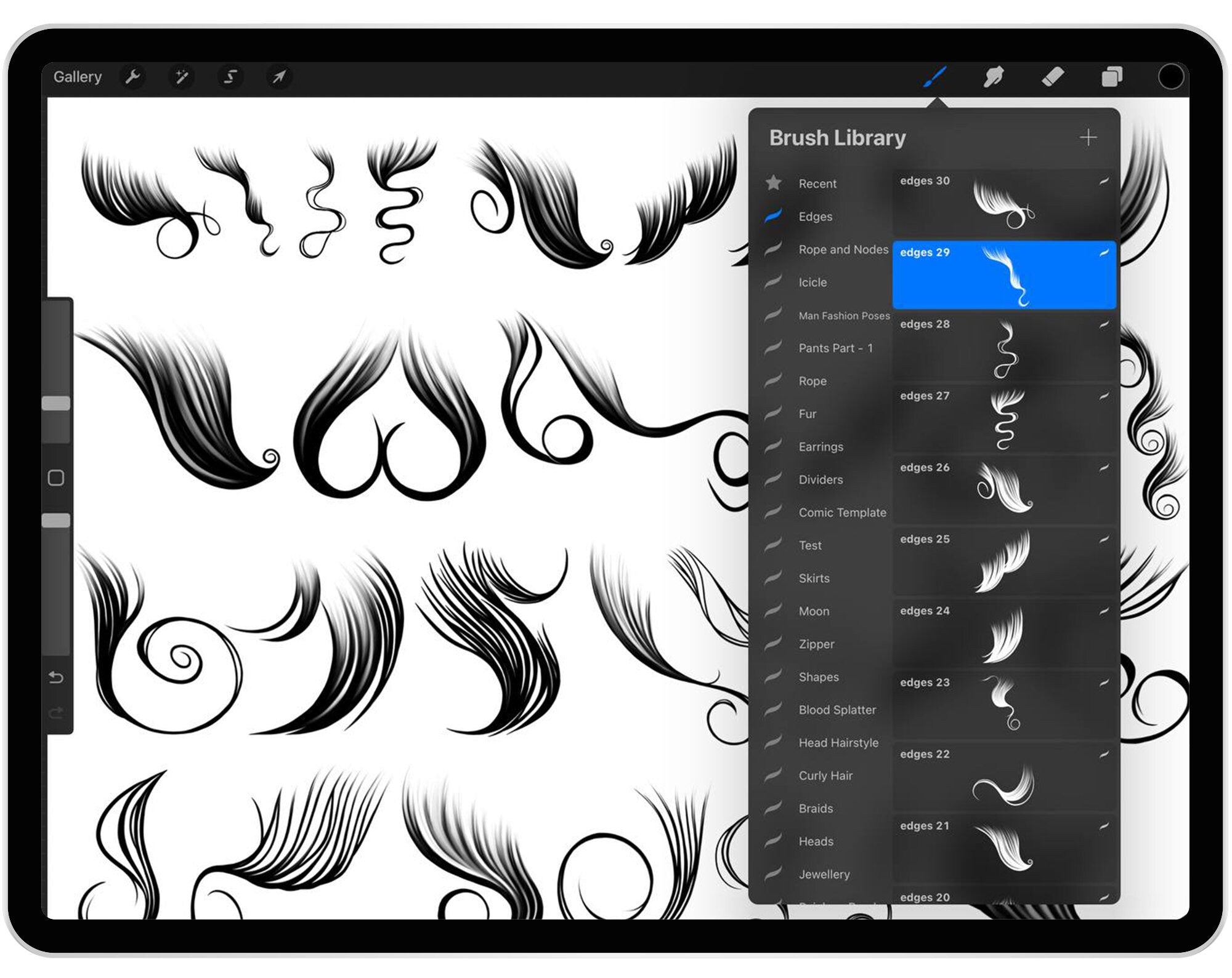 30 Procreate Edges Stamp Brushes