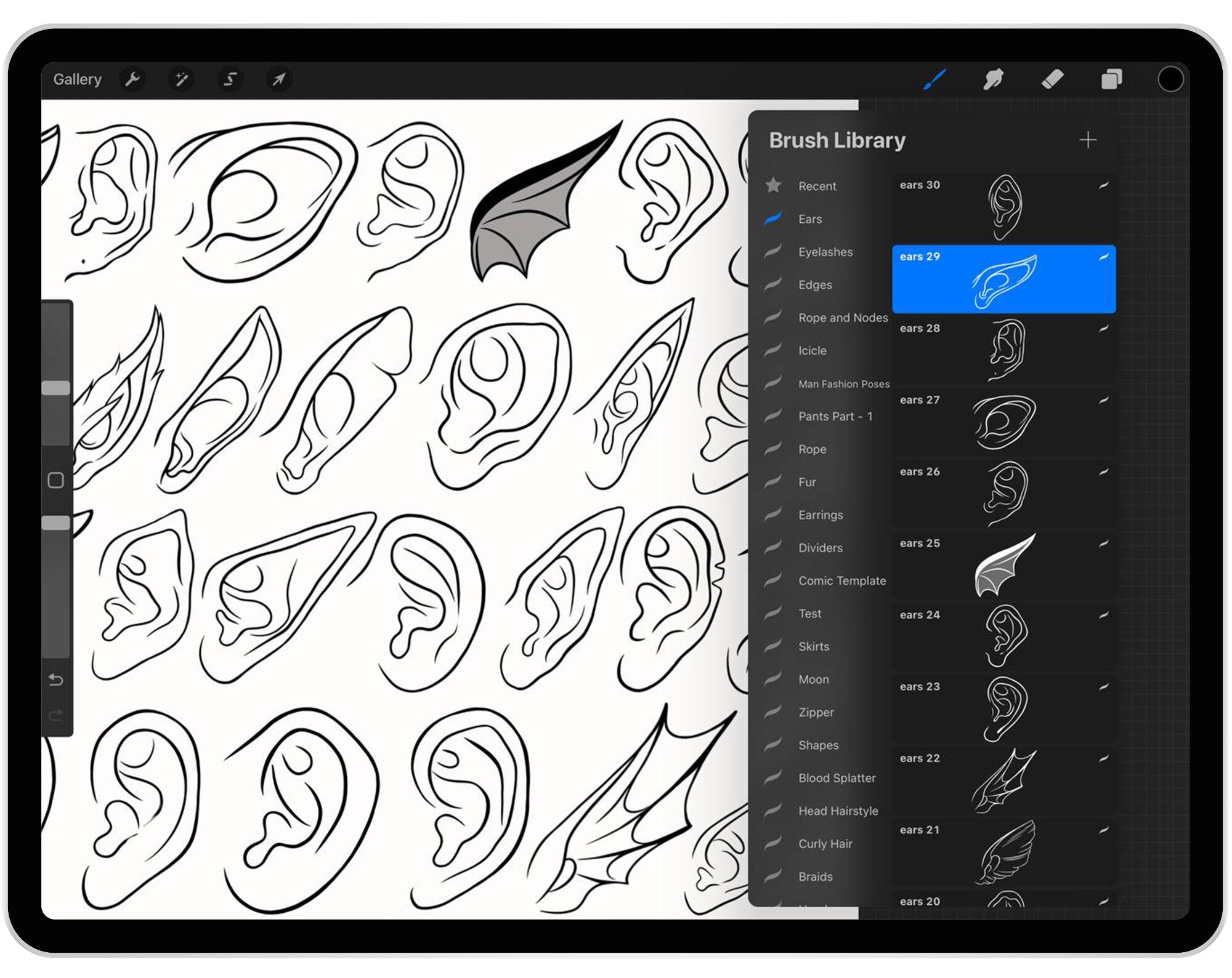 30 Procreate Elf Ears Stamp Brushes