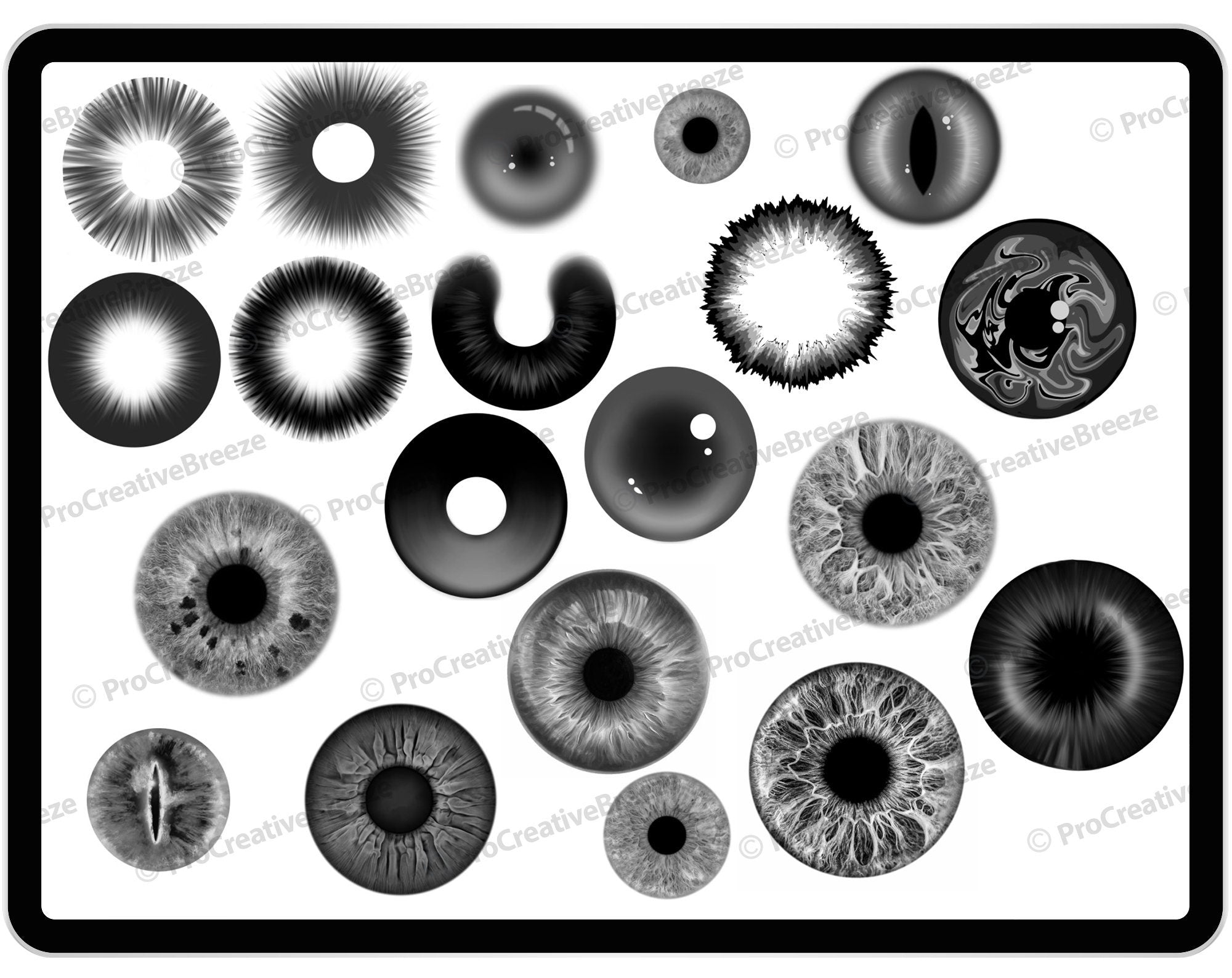 20 Procreate Iris Eyes Stamp Brushes