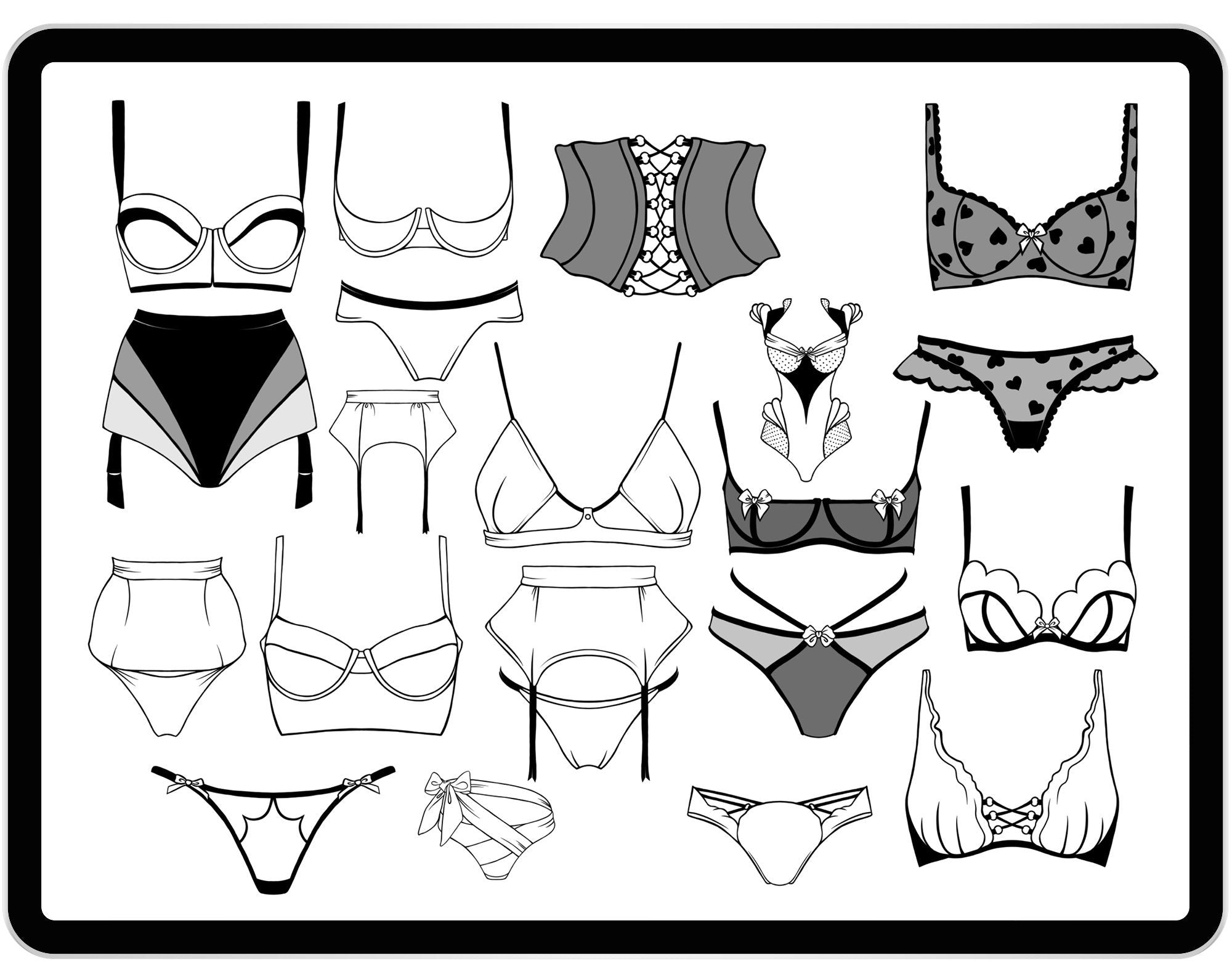 20 Procreate Lingerie Stamp Brushes Part - 2 Brushes