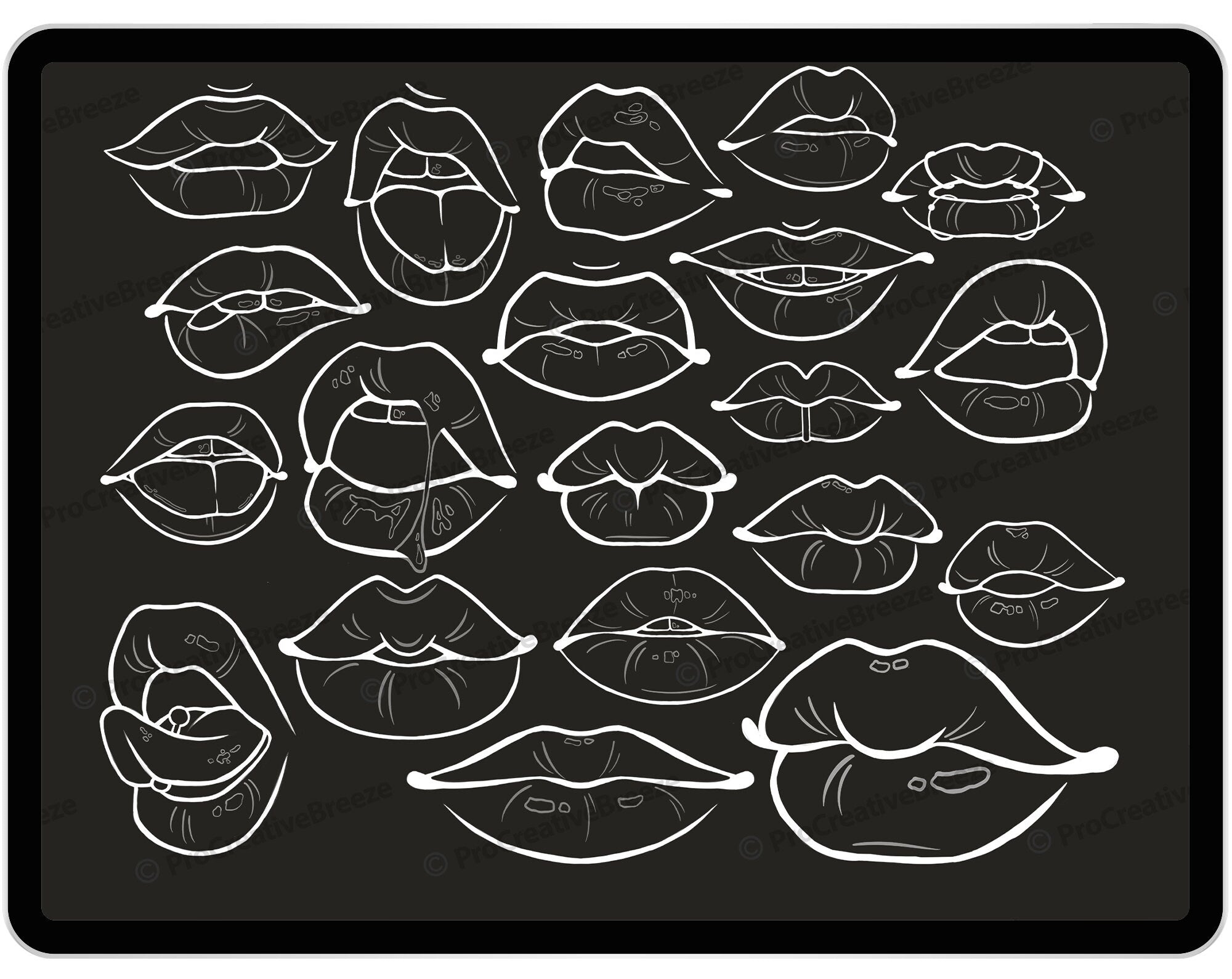 20 Sexy Lips Procreate Stamp Brushes