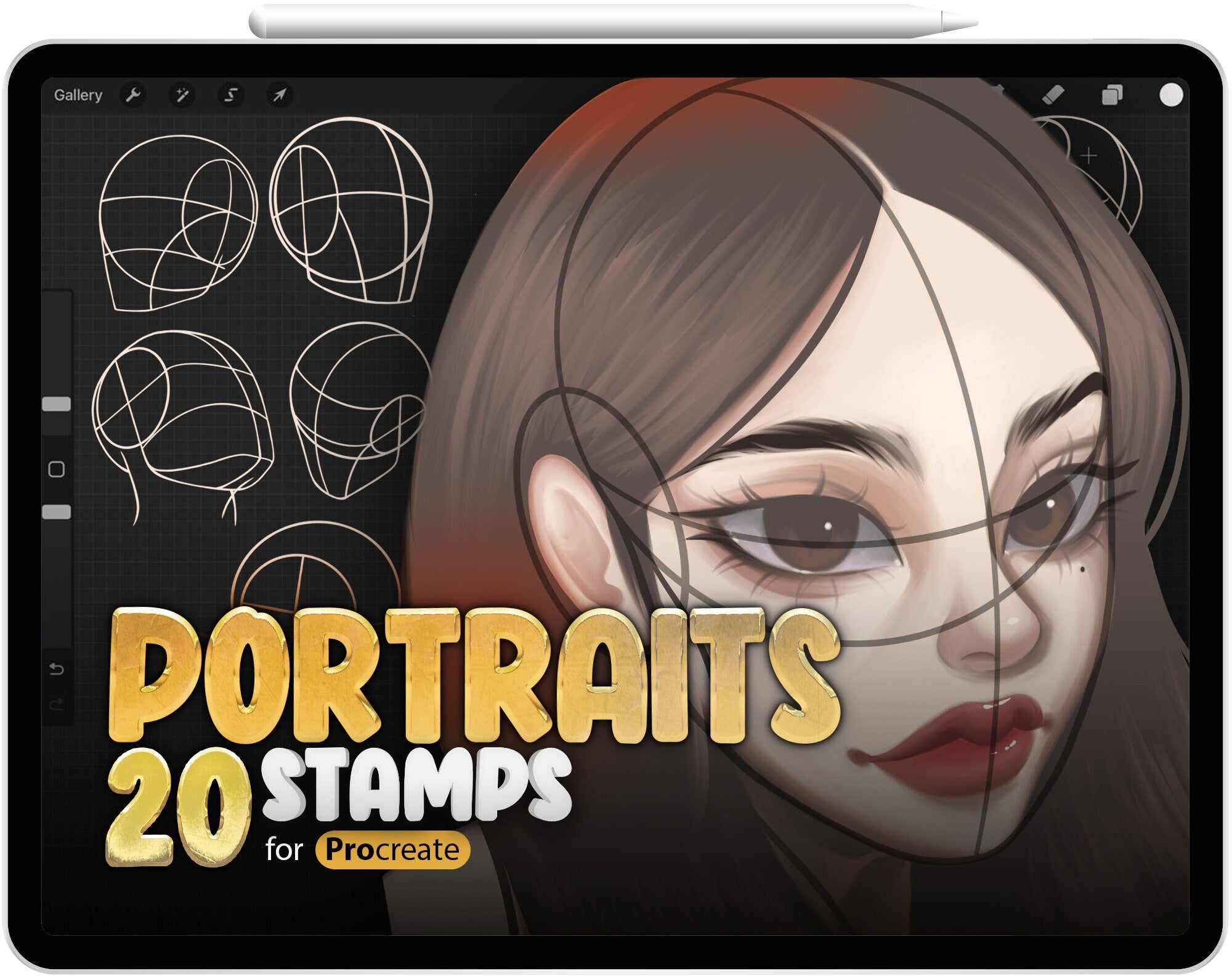 20 Procreate Portrait Guide Stamp Brushes