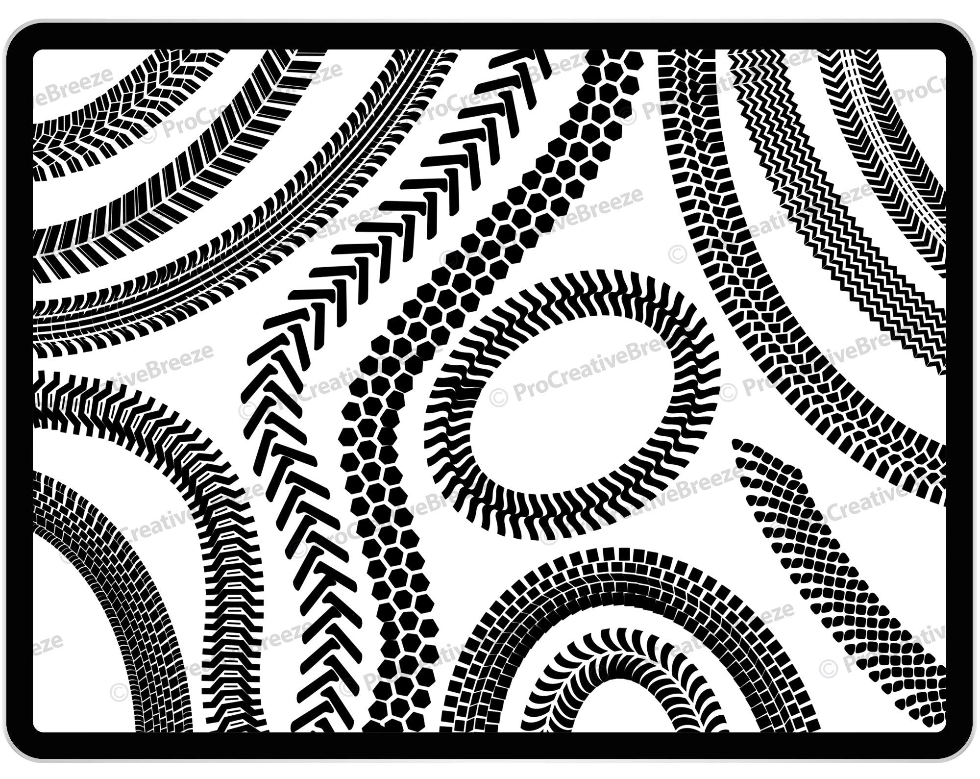 20 Procreate Tire Tracks Brushes