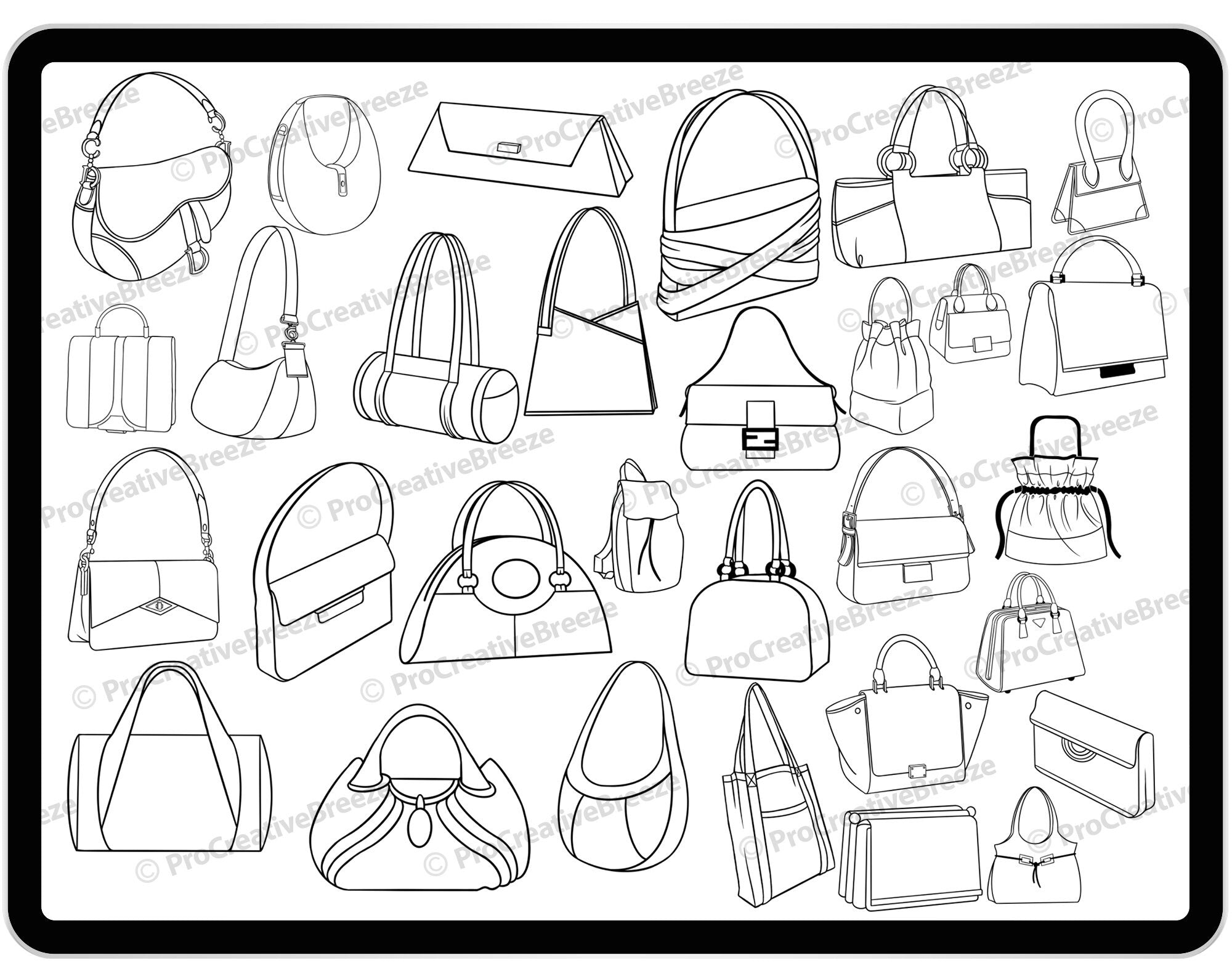 30 Procreate Womans Handbags Stamp Brushes