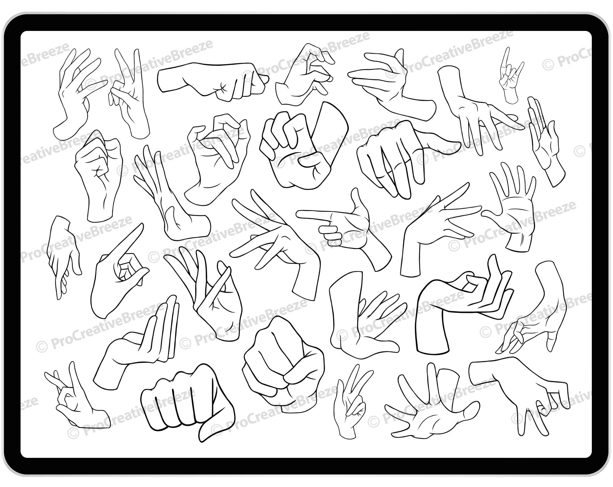 30 Procreate Hands Stamp Brushes