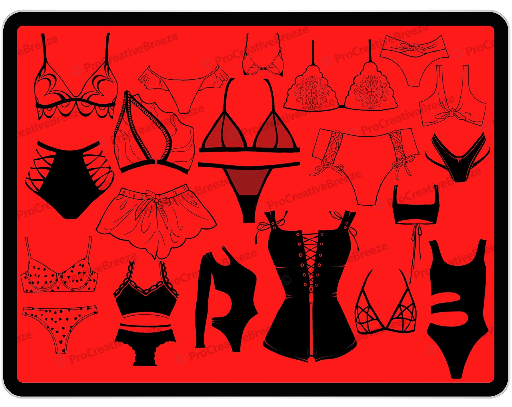 20 Procreate Lingerie Stamp Brushes