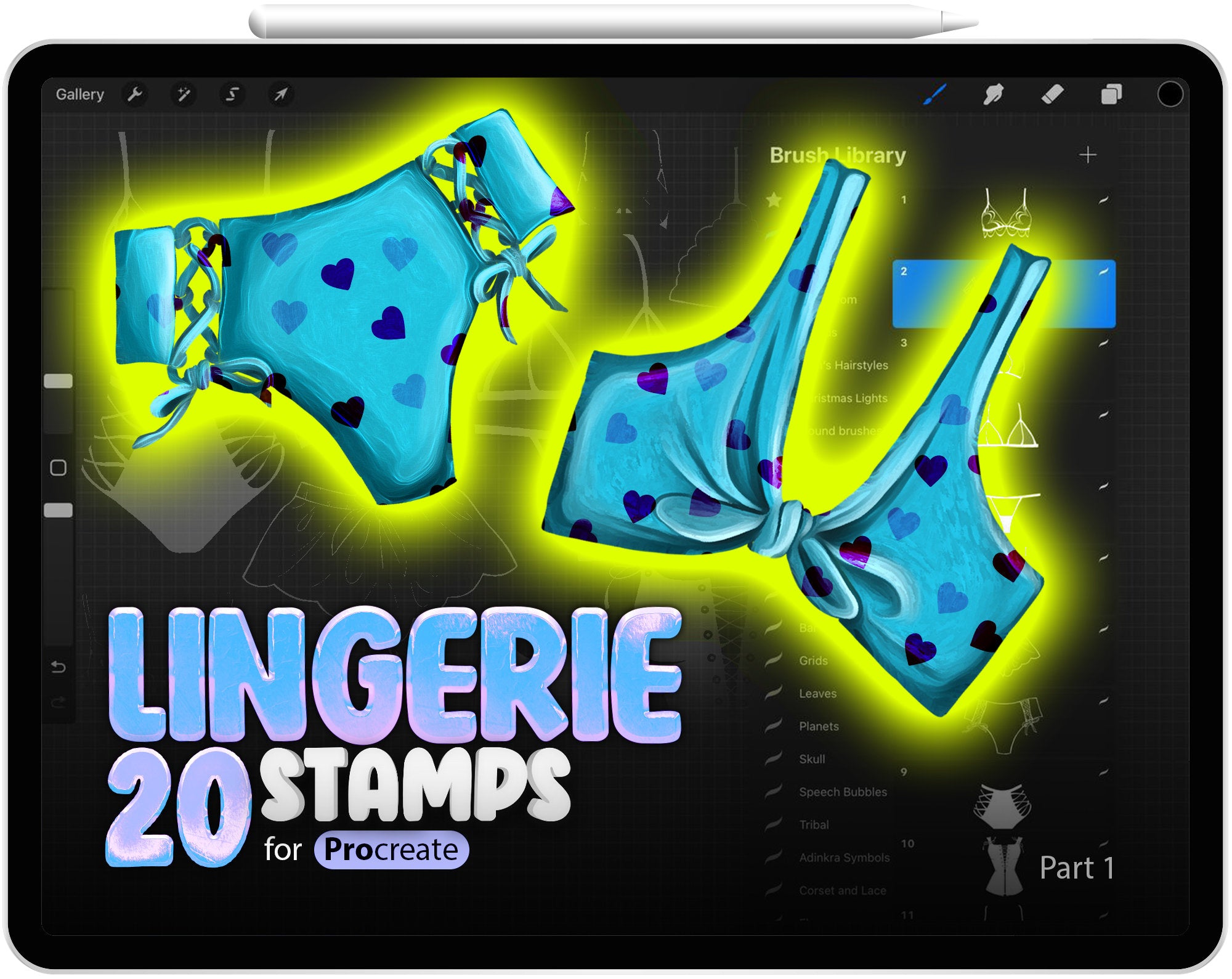 20 Procreate Lingerie Stamp Brushes