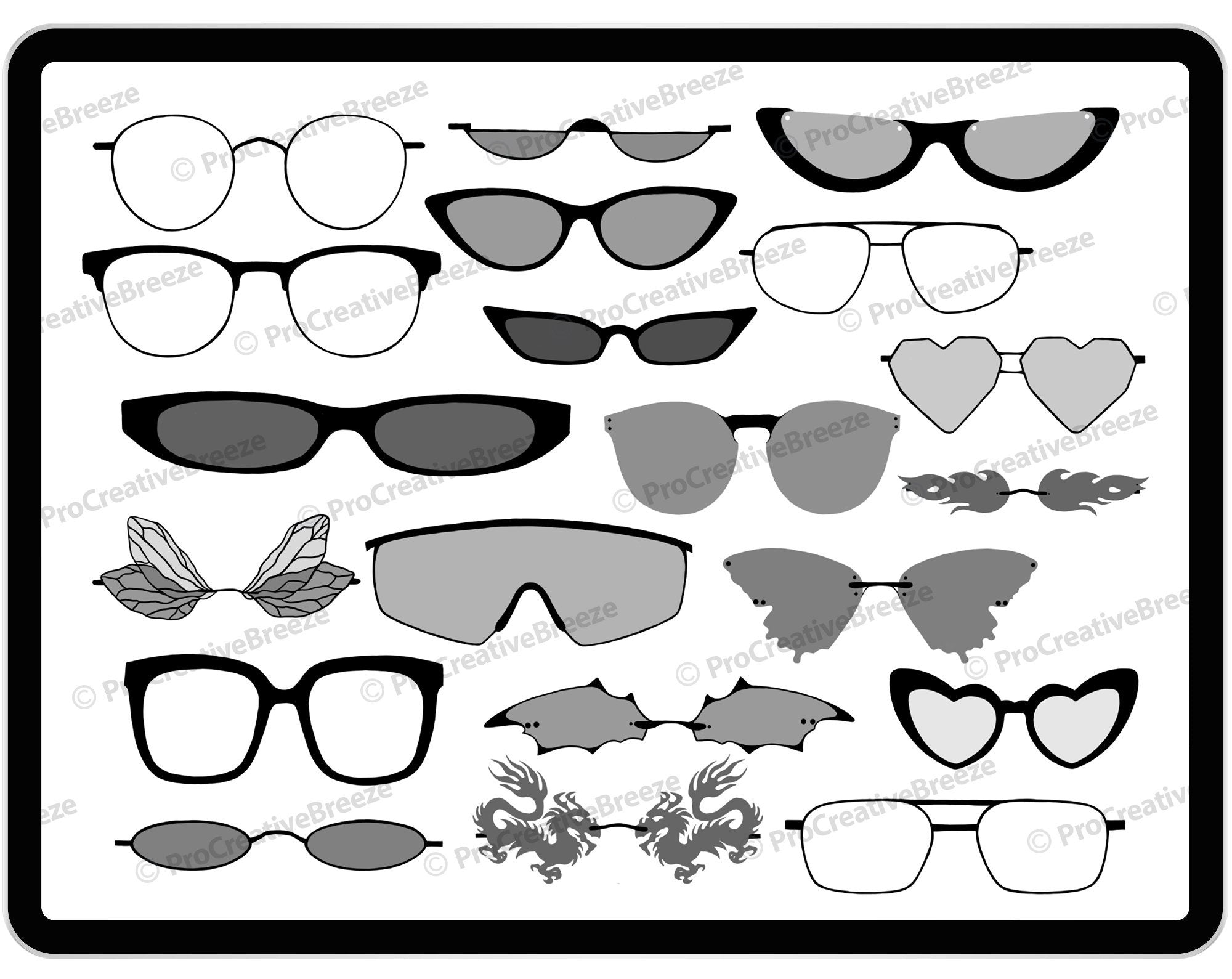 20 Procreate Eyeglasses Stamp Brushes