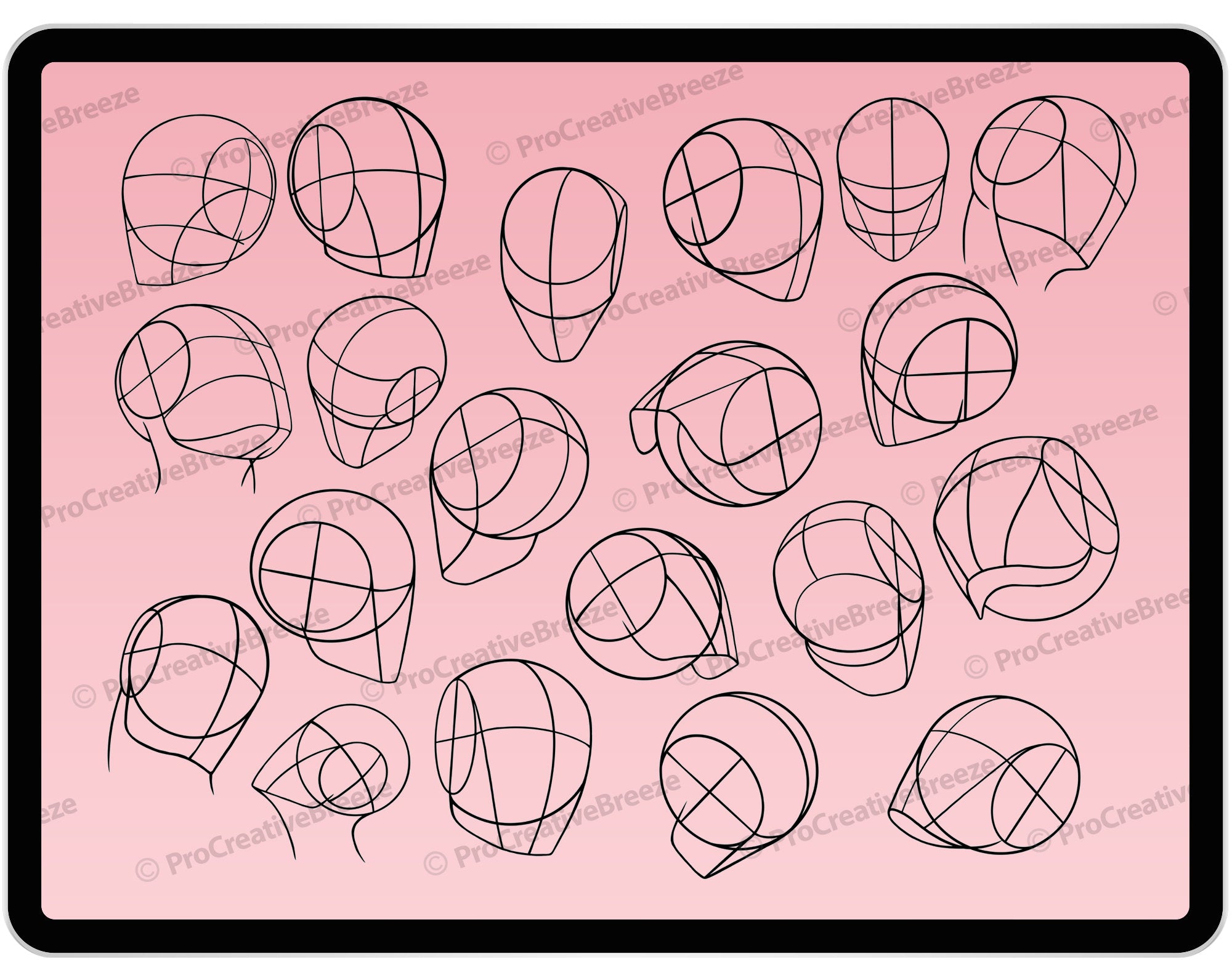 20 Procreate Portrait Guide Stamp Brushes