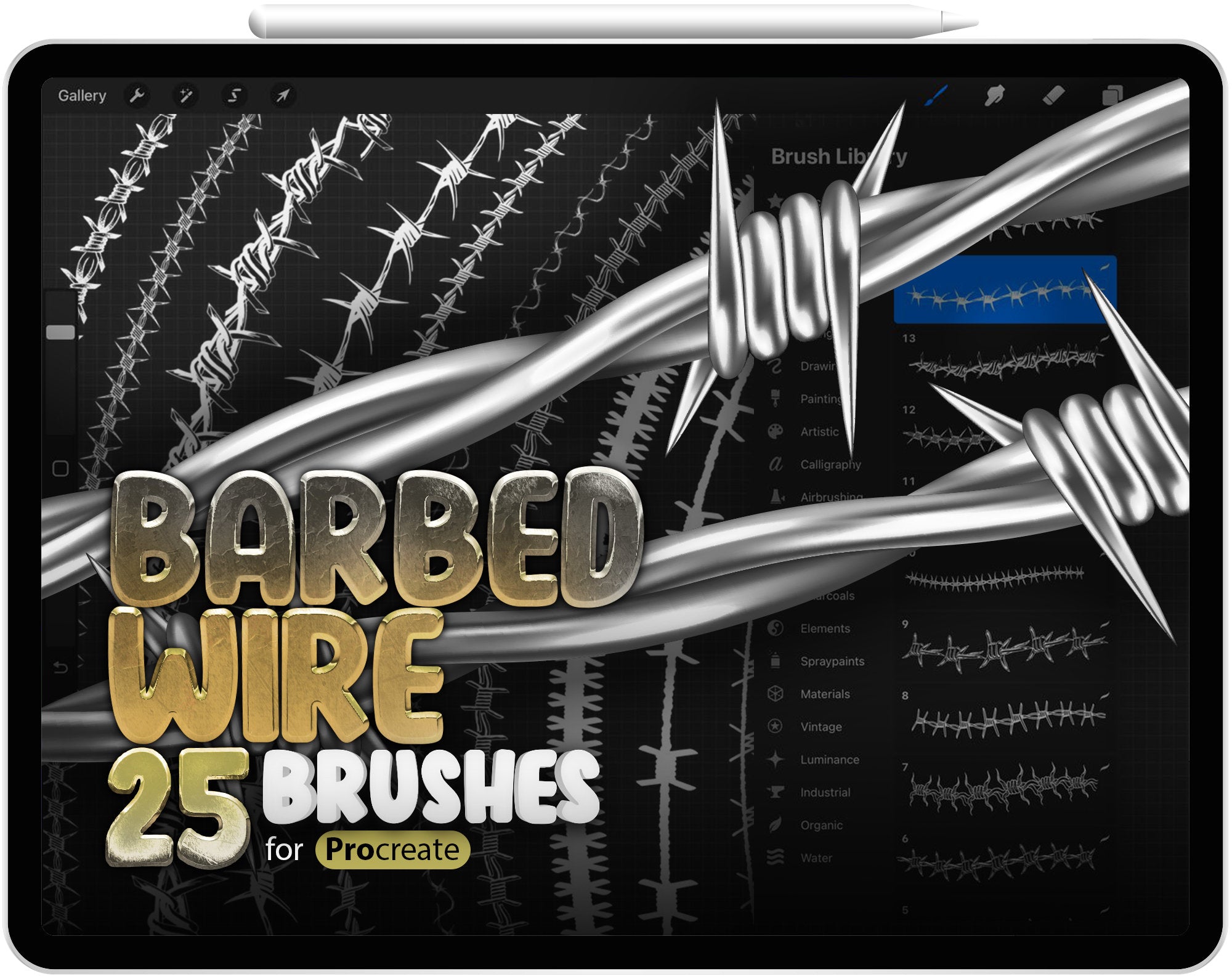 25 Procreate Barbed Wire Brushes