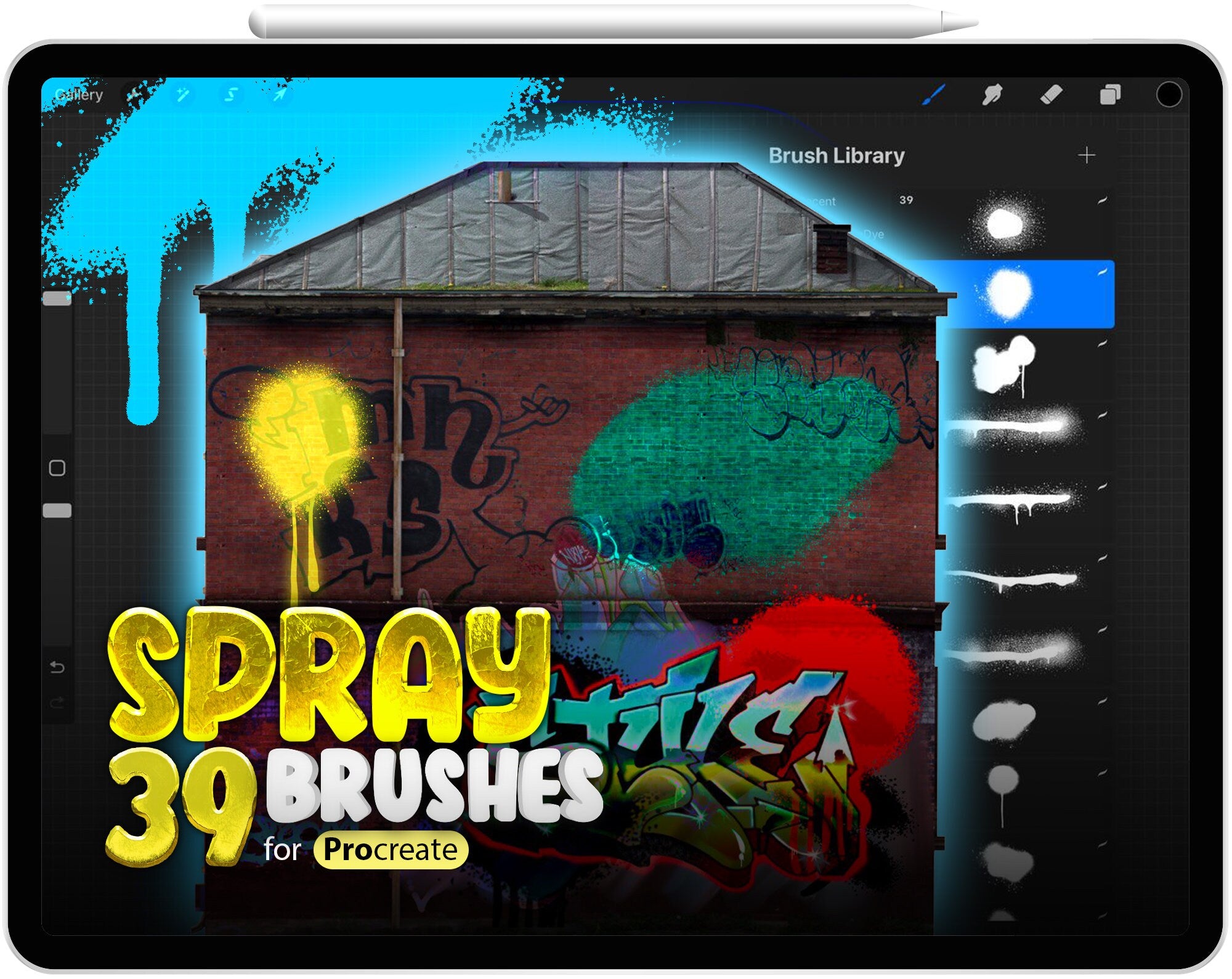 39 Procreate Spray Stamp Brushes