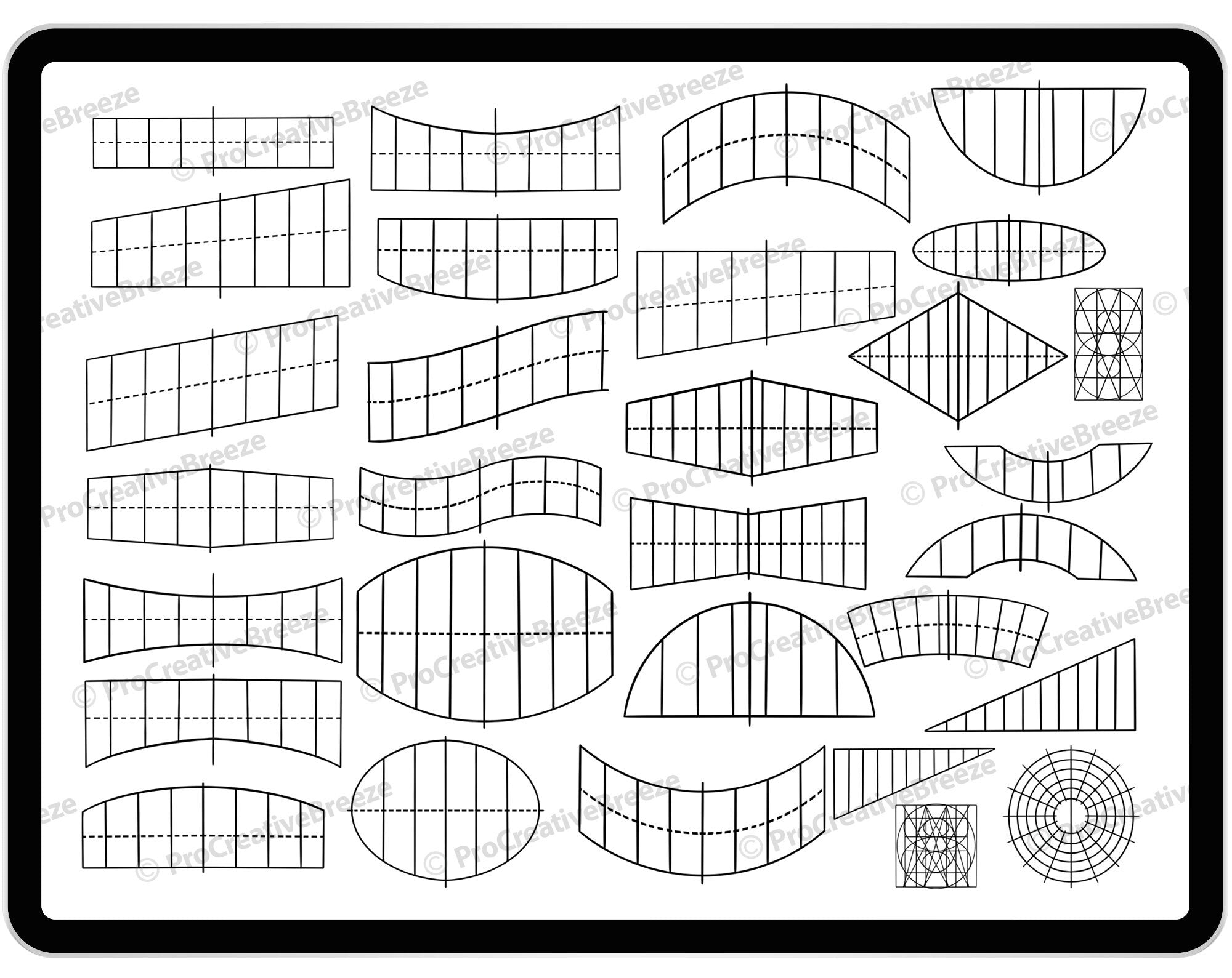 30 Procreate Letter Grids Stamp Brushes