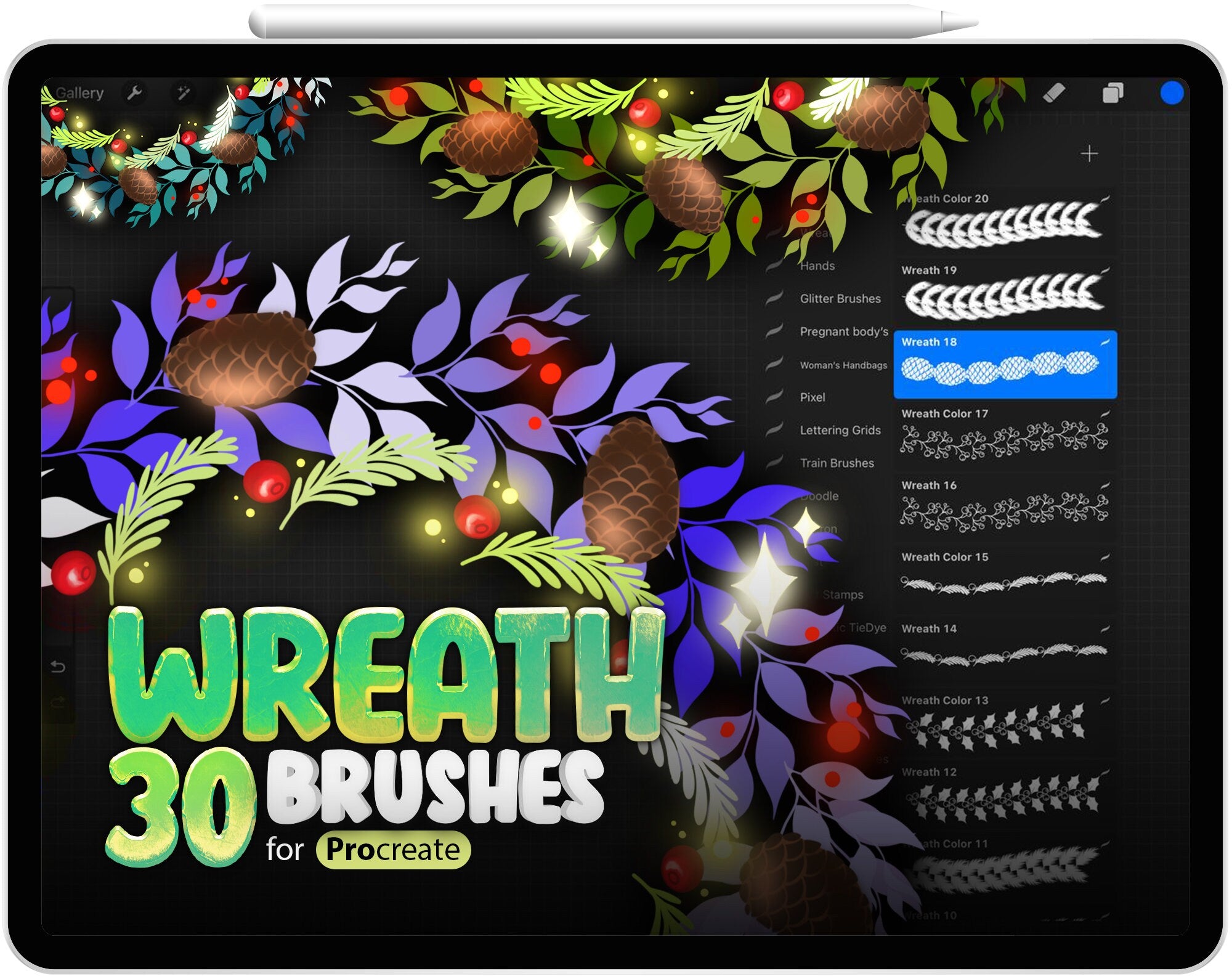 30 Procreate Wreath Brushes
