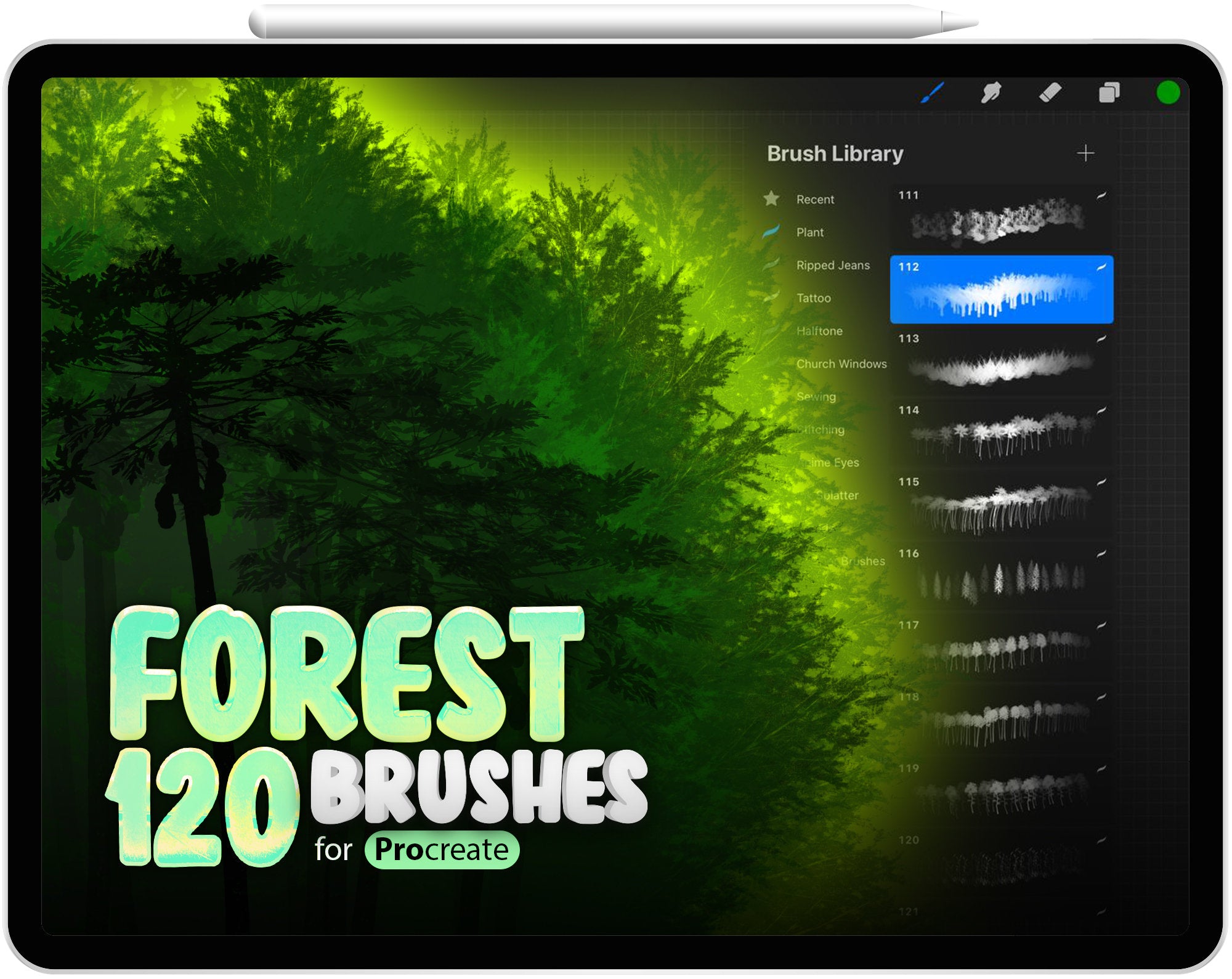 120 Procreate Forest Brushes, Procreate Tree Brushes, Procreate Palm Tree, Nature Procreate Brushes, Plants Procreate Brush