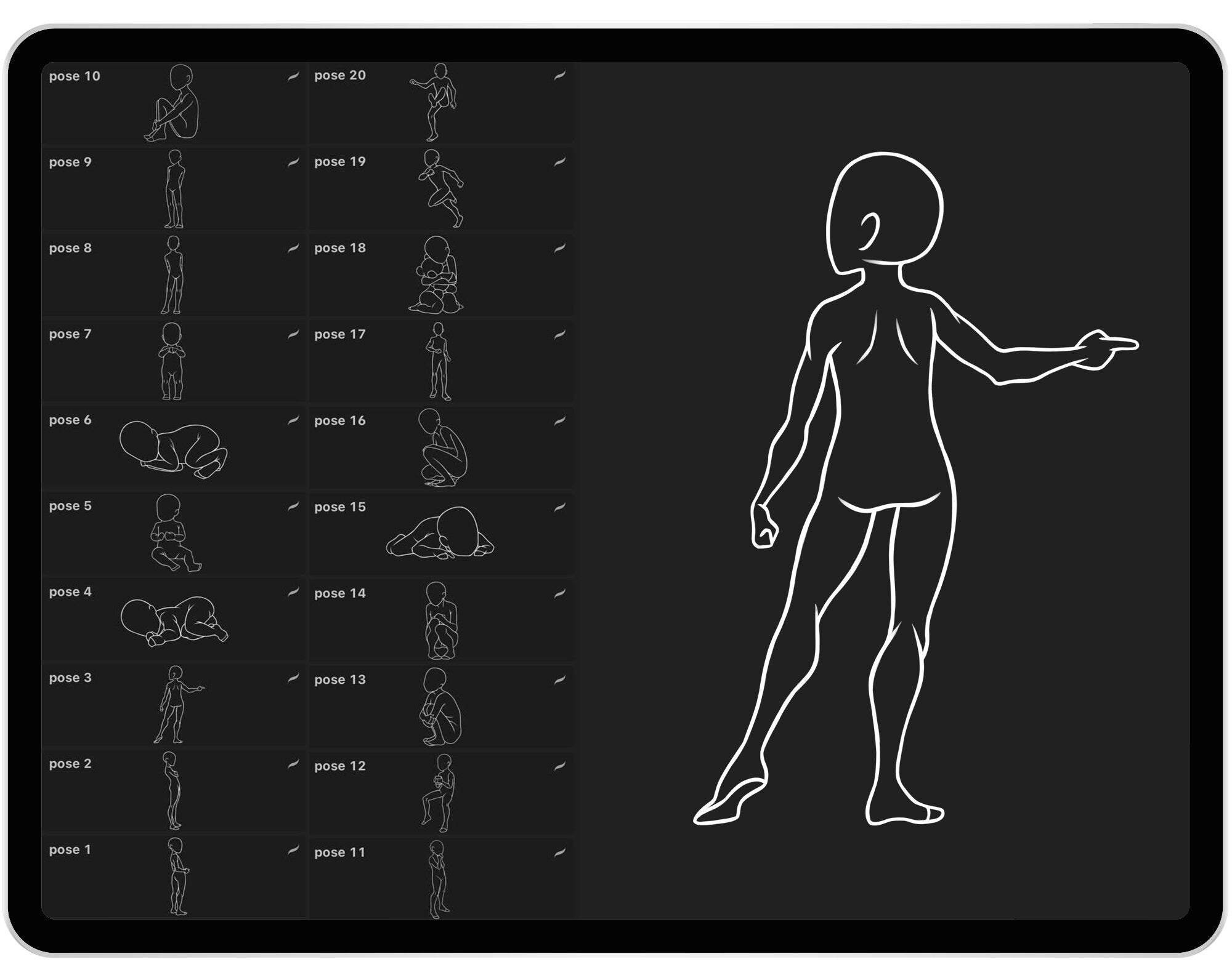 20 Procreate Kids Poses Reference Stamp Brushes