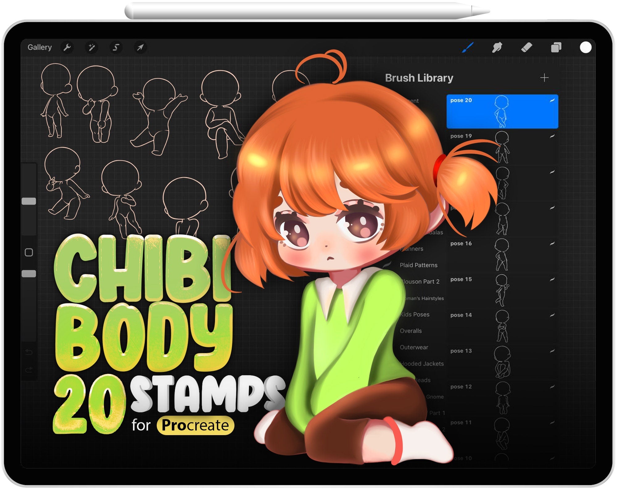 20 Procreate Chibi Brushes Guides Stamps Brushes