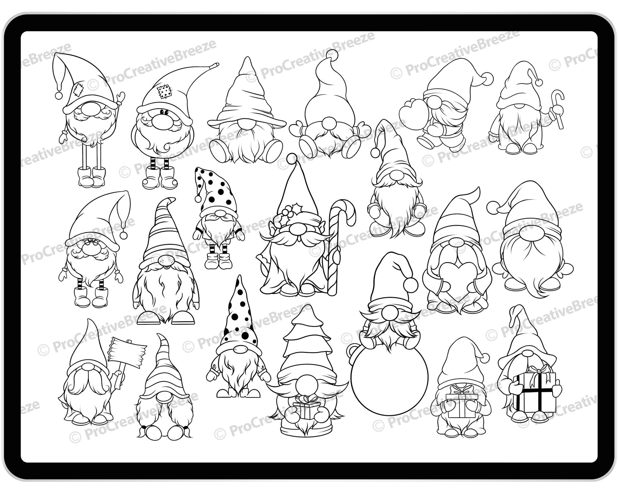 20 Procreate Christmas Gnomes Stamp Brushes