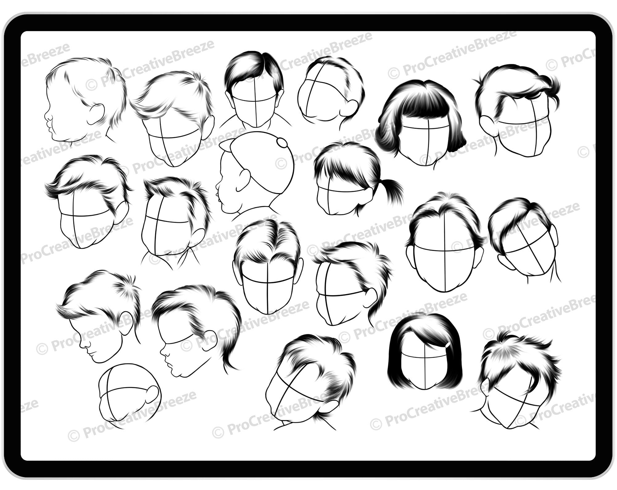 20 Procreate Kids Portraits Stamp Brushes